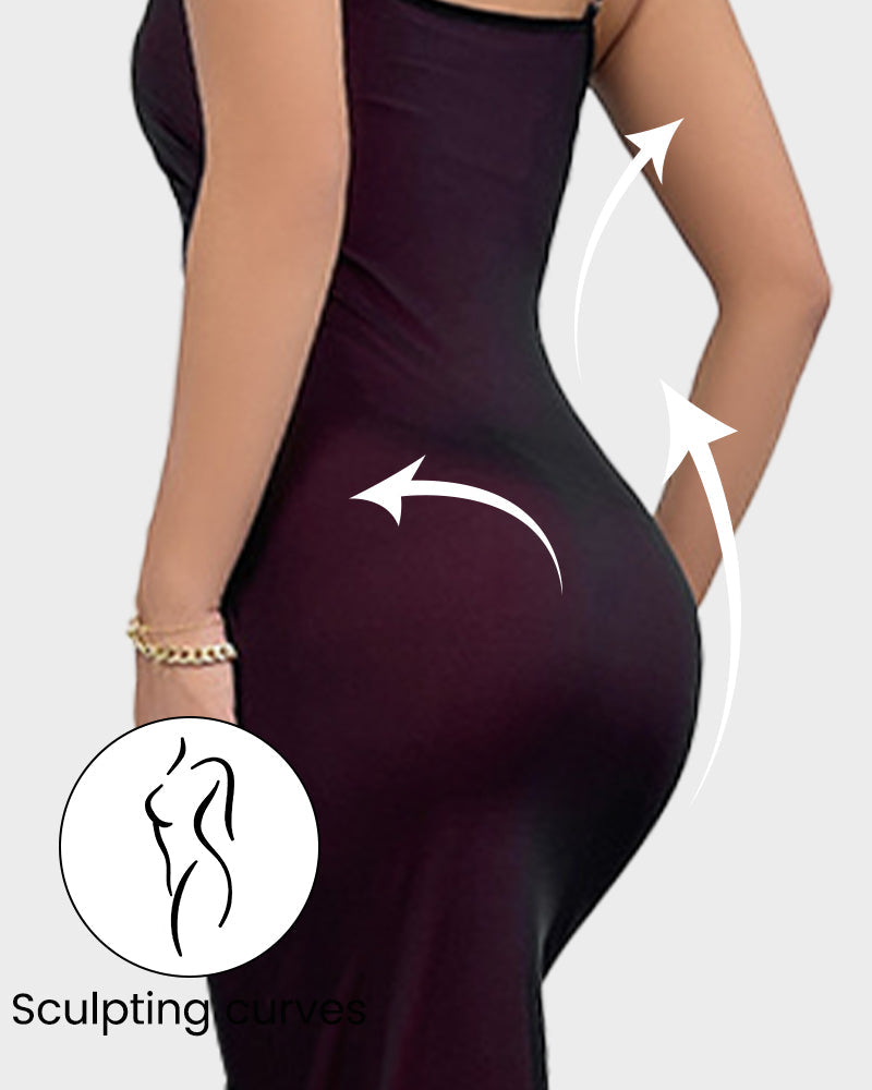 Elegantes Mesh-Layered-Cami-Mermaid-Maxikleid