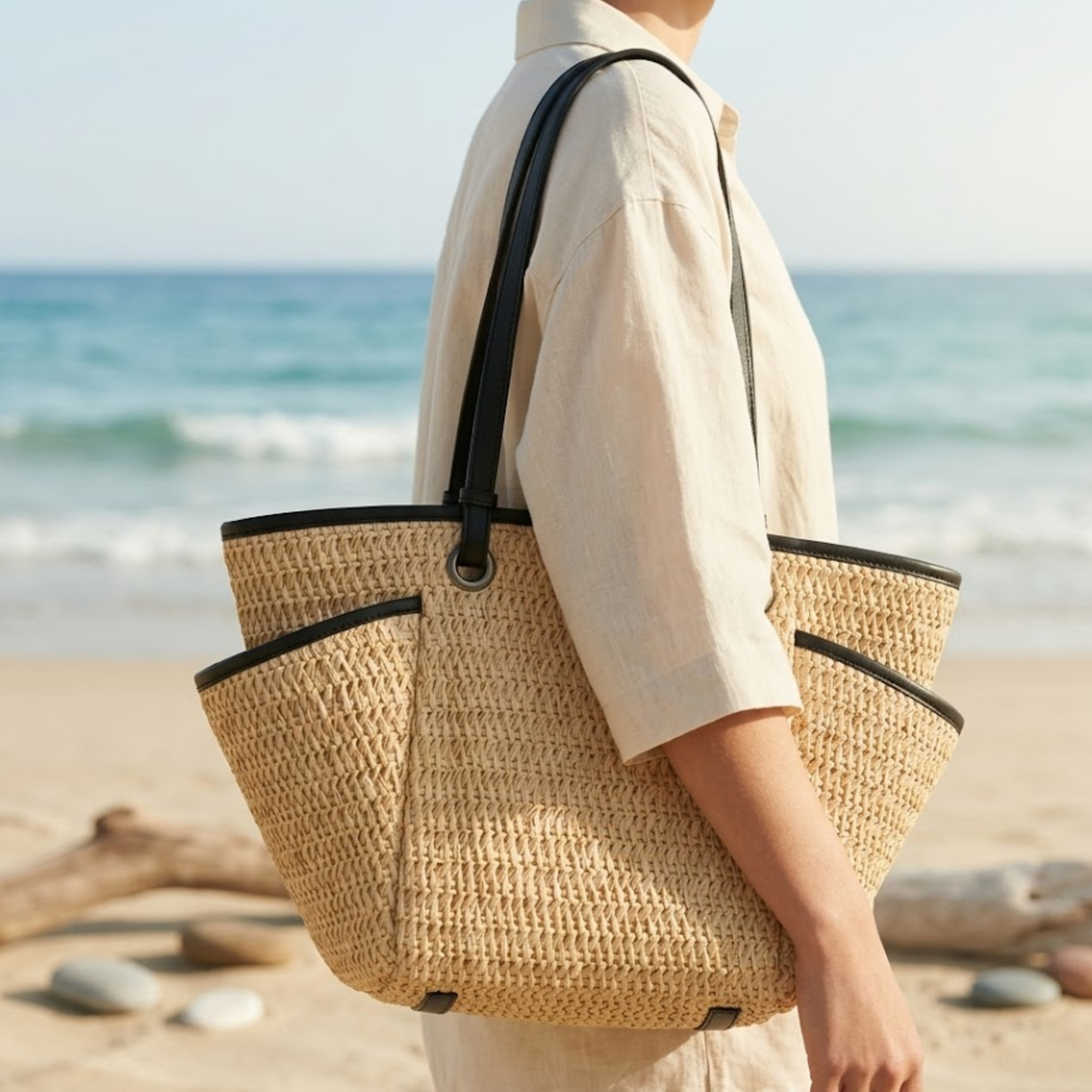 Phoenix Eye Straw Beach Shoulder Bag – Sustainable Bag