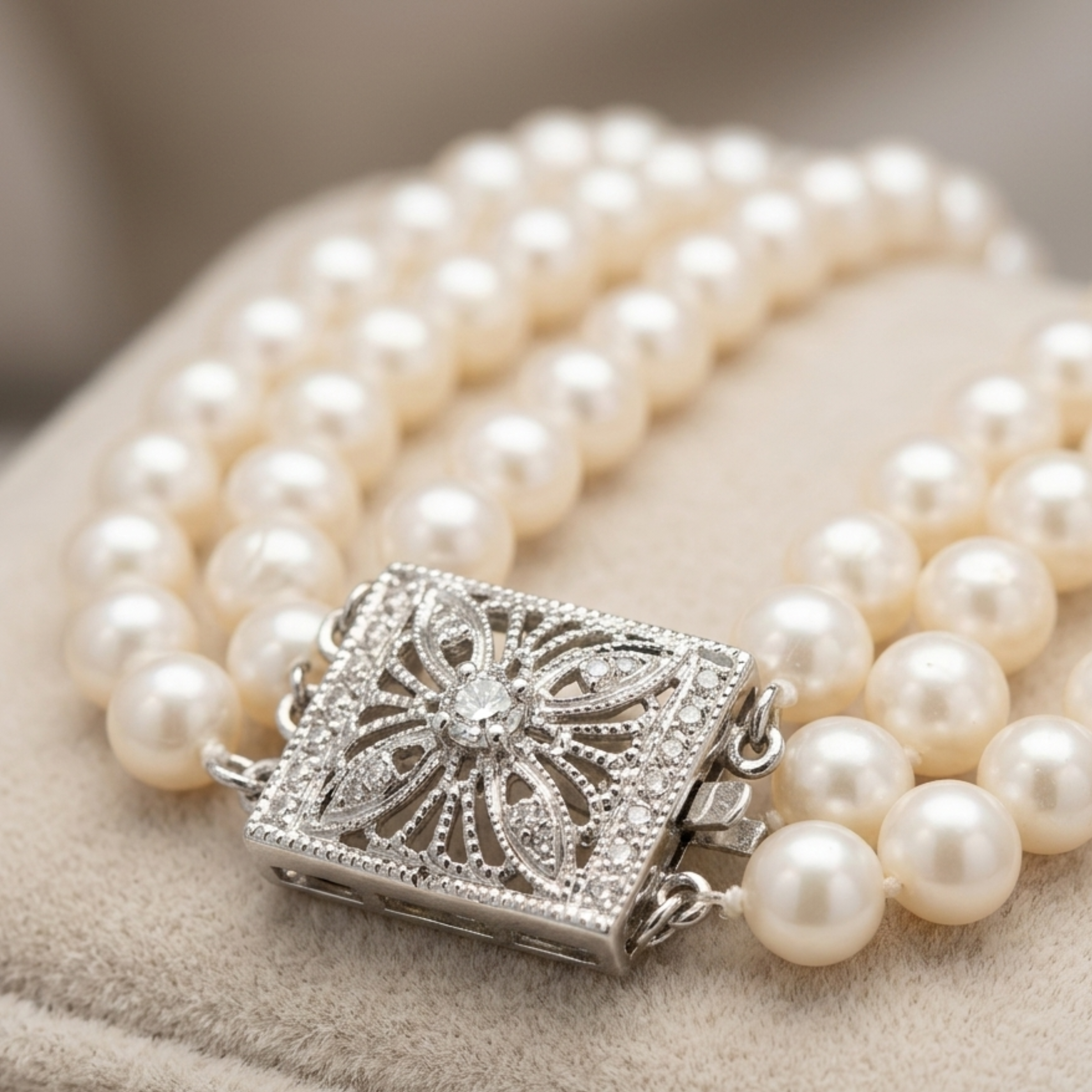 Ymirre Triple Row Pearl Necklace