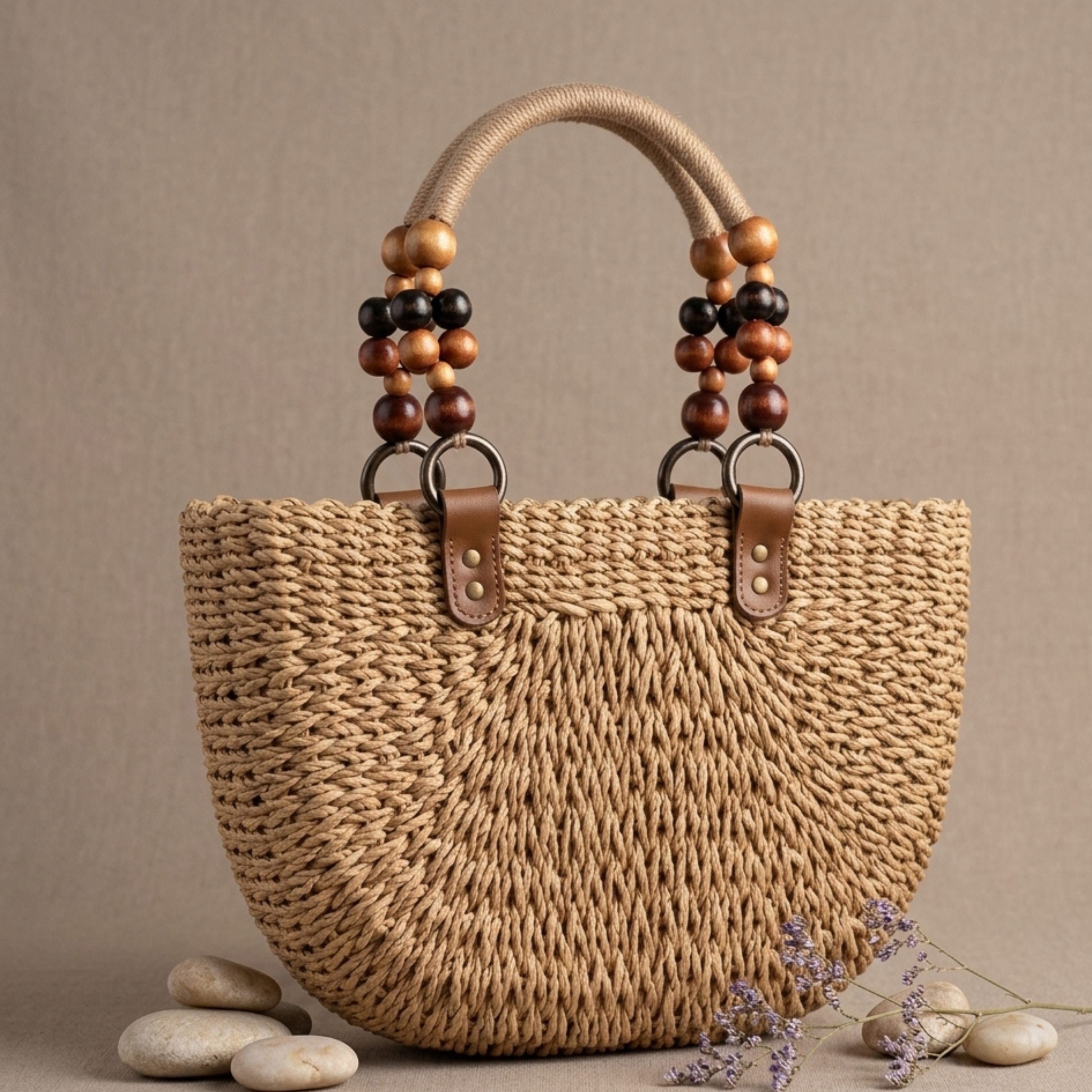 Versatile Bohemian Straw Woven Handbag - Sustainable Bag