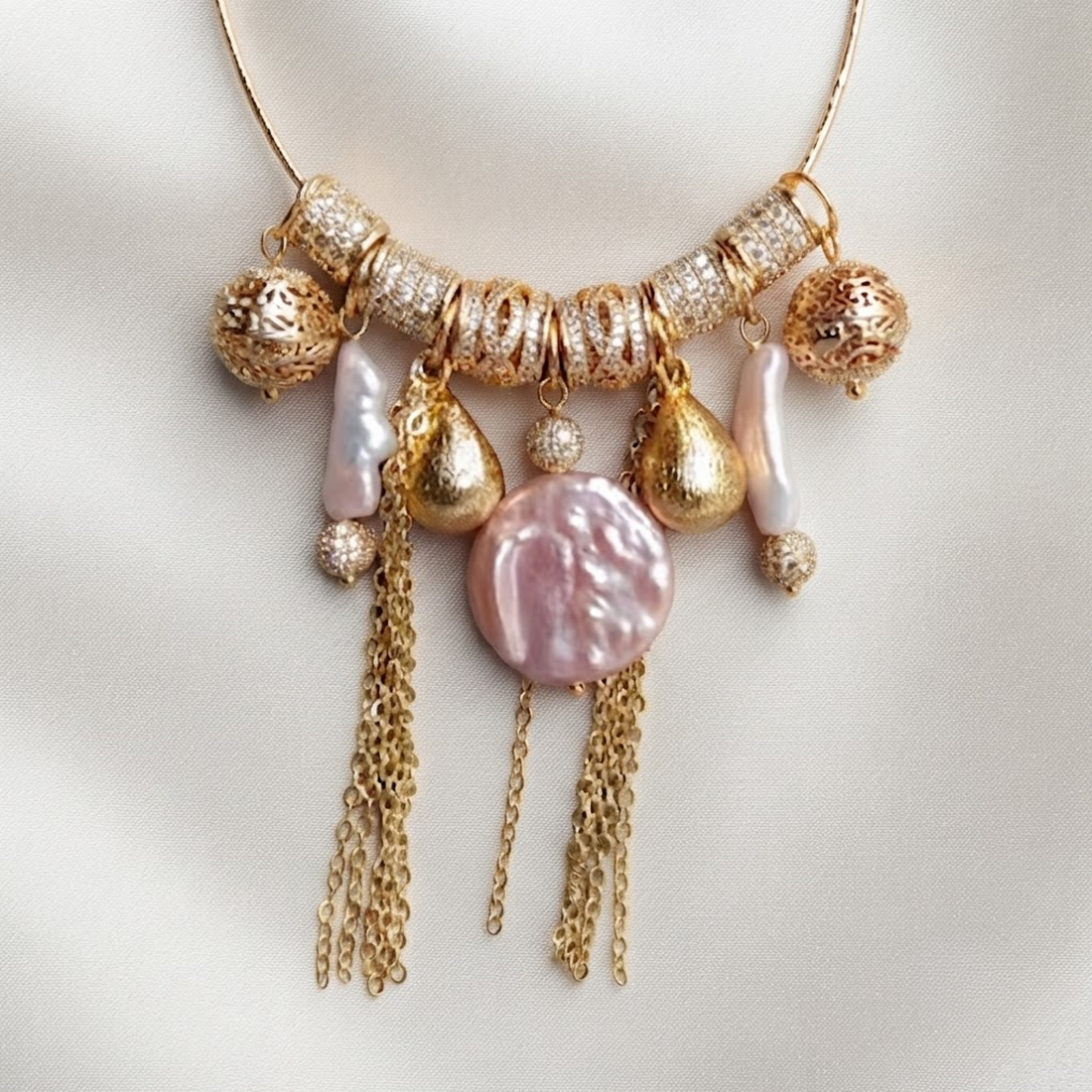 Eudora Cultured Purple Coin Pearl Choker