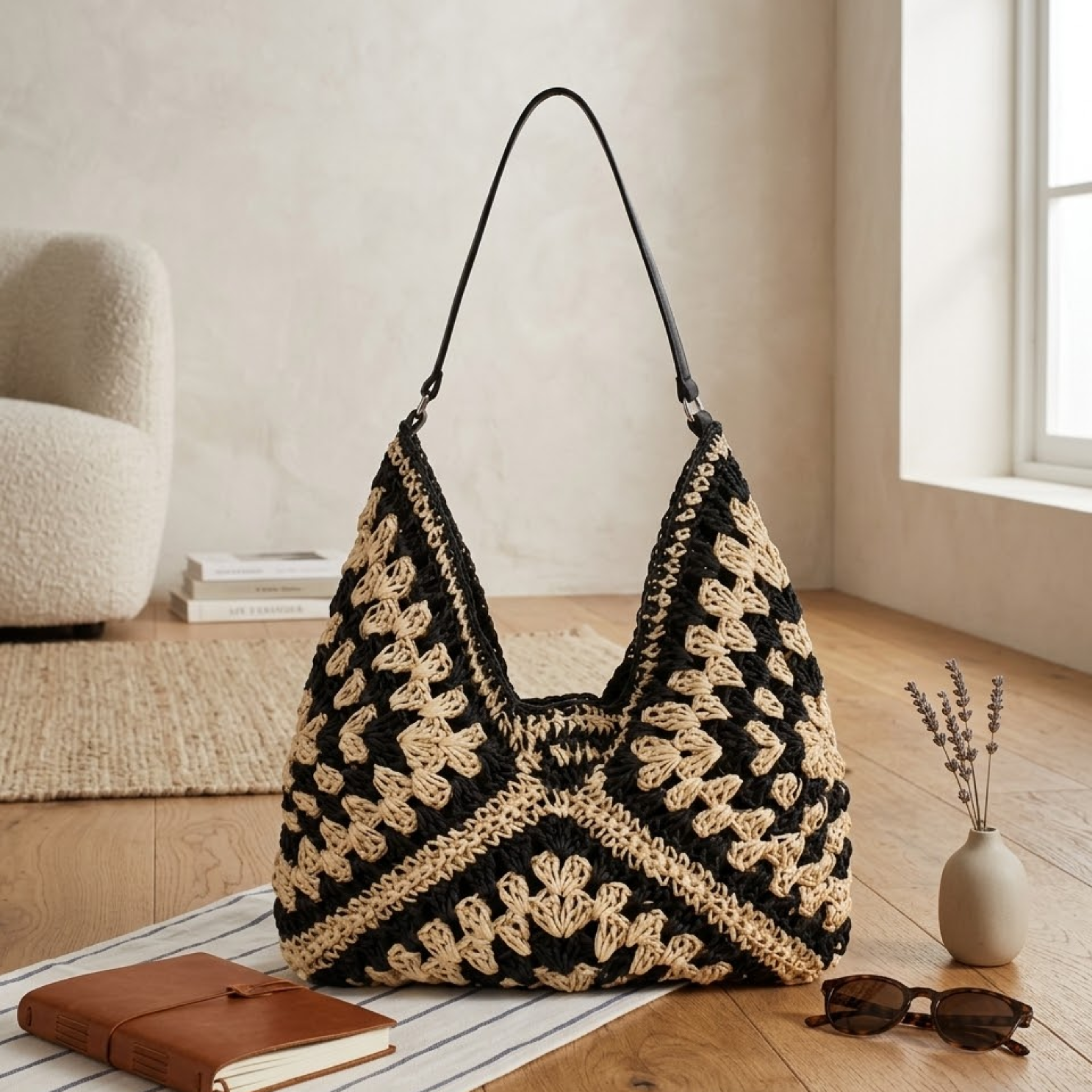 Sommerliche Boho-Strohflecht-Tasche – Nachhaltige Tasche
