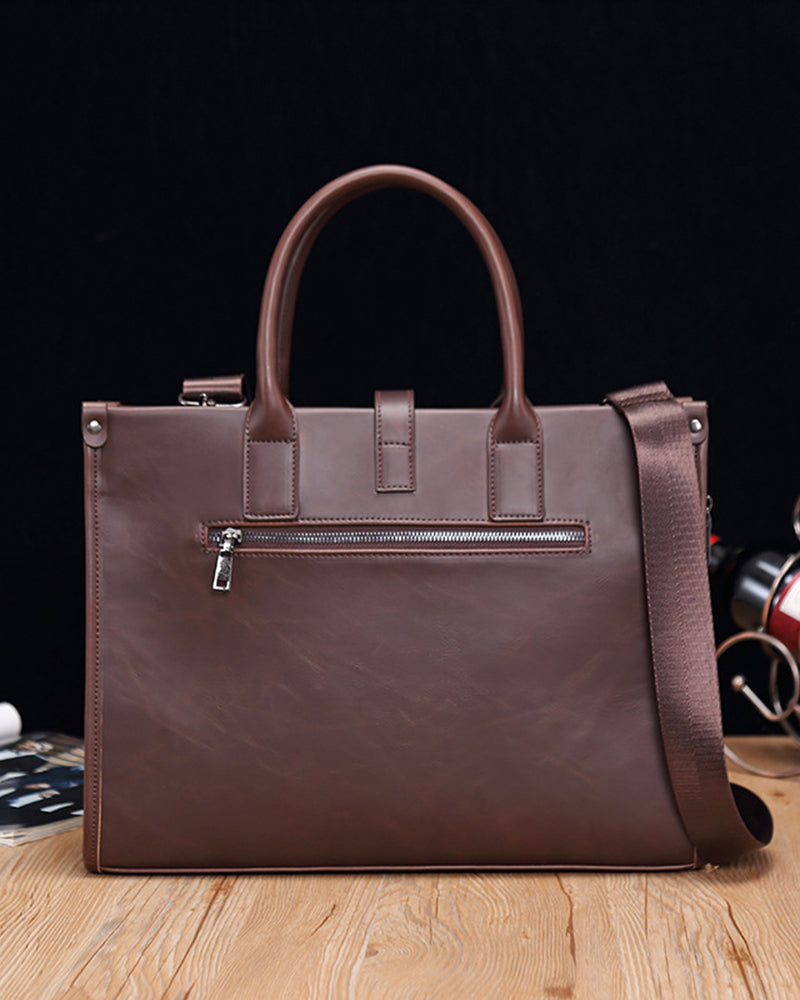 Executive Edge Premium Leather Laptop Briefcase