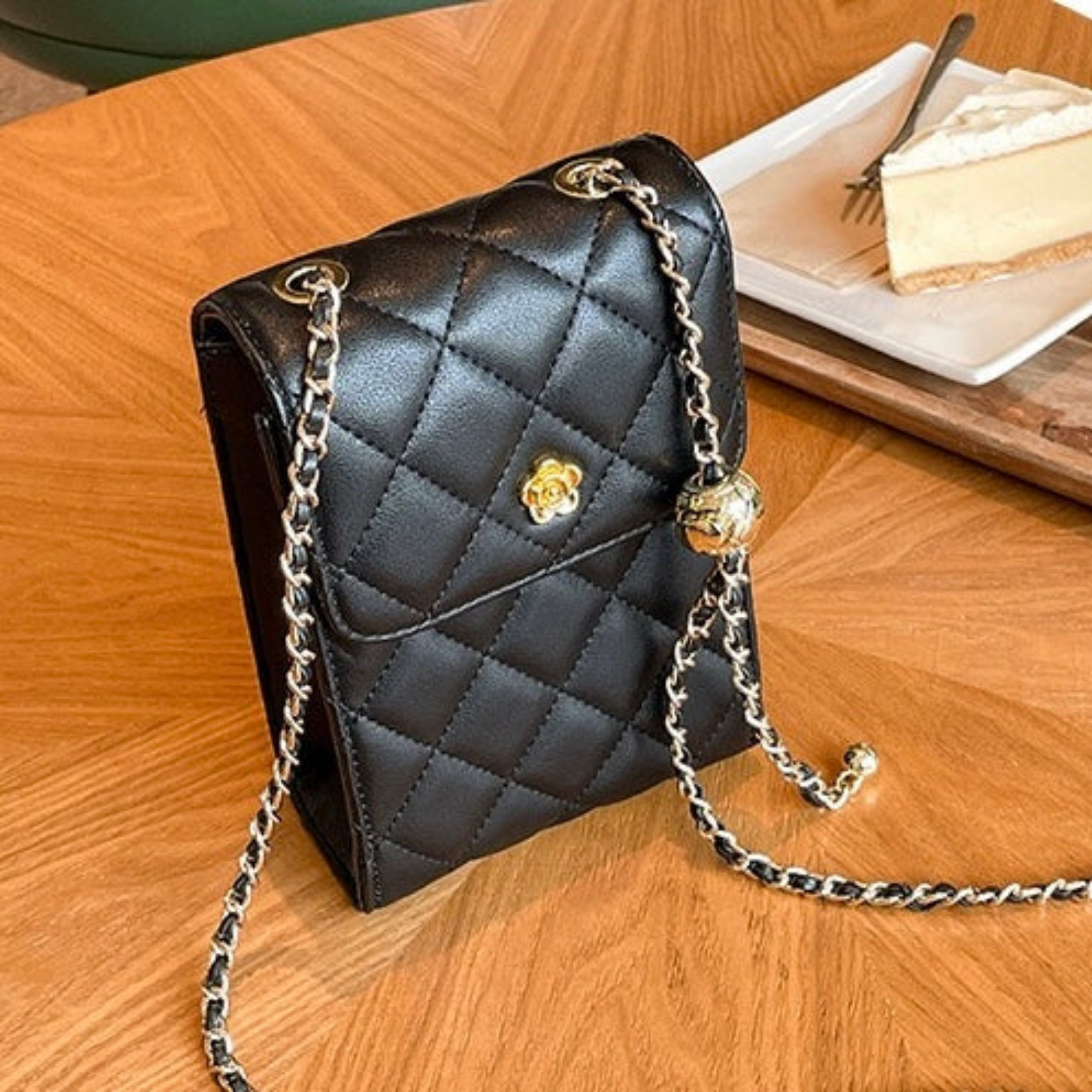 Celesthée Genuine Leather Chain Mini Crossbody Phone Bag