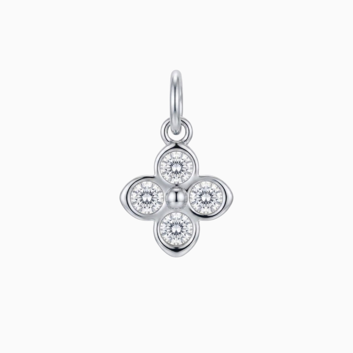 Charms - Silver Gem Petal Flower Pendant