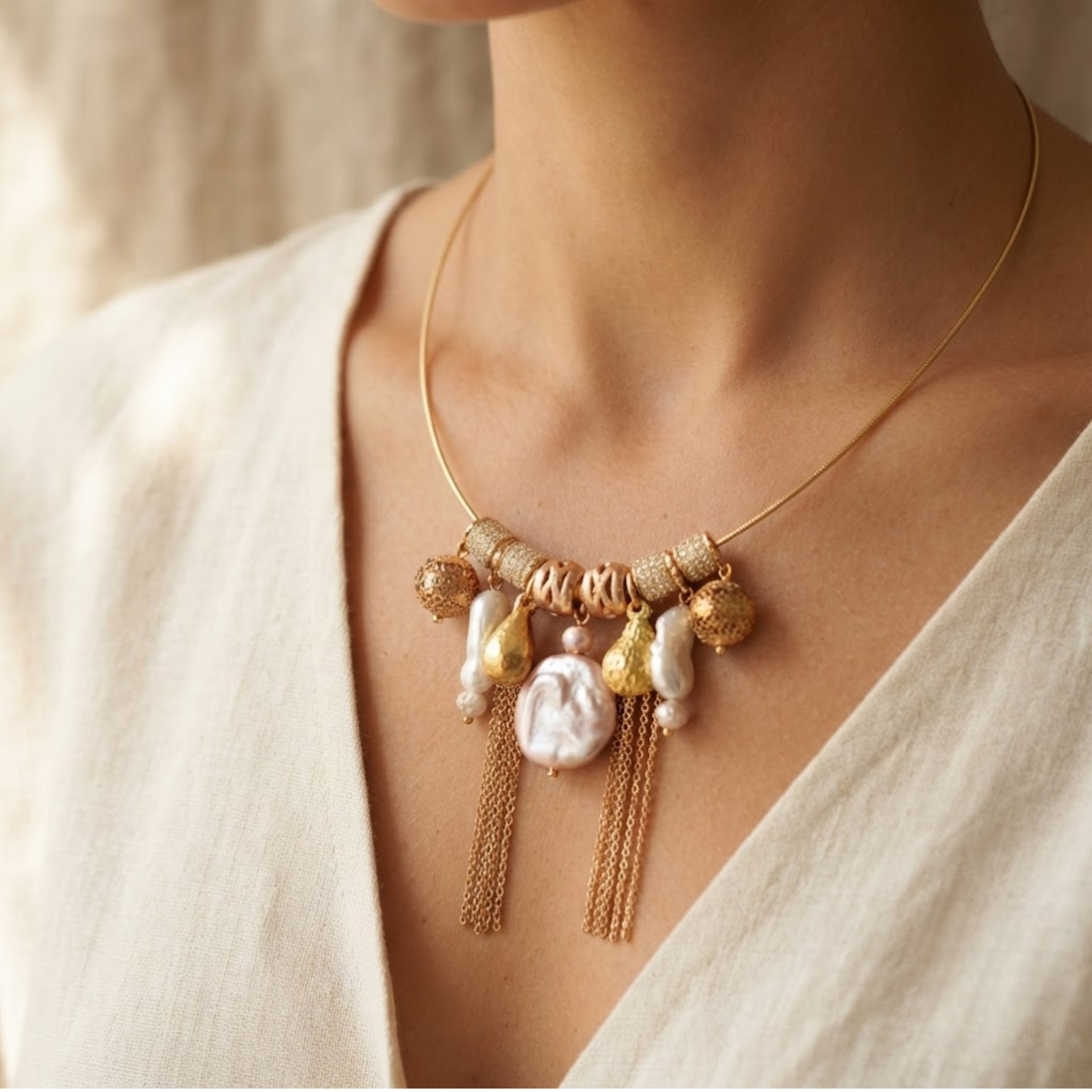 Eudora Cultured Purple Coin Pearl Choker