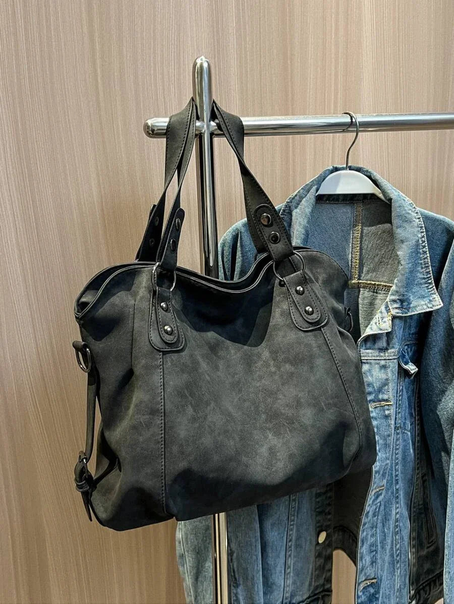 Velvet Voyage Vintage Vegan Wildleder-Optik Crossbody Tote