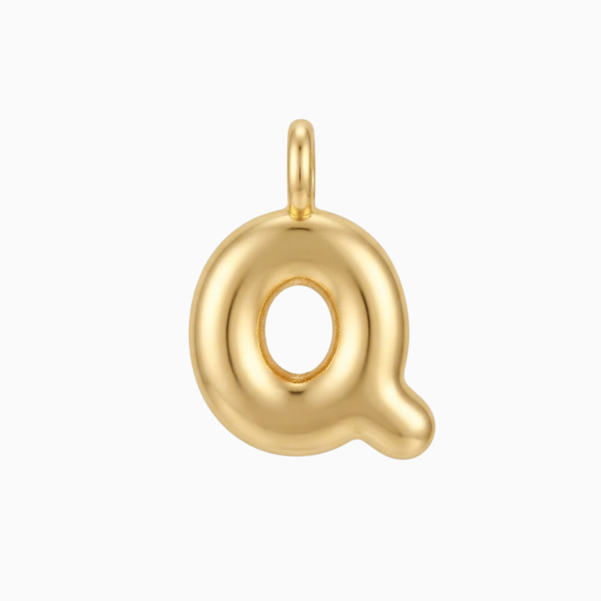 Charms - Gold Bubble Letter Q Pendant