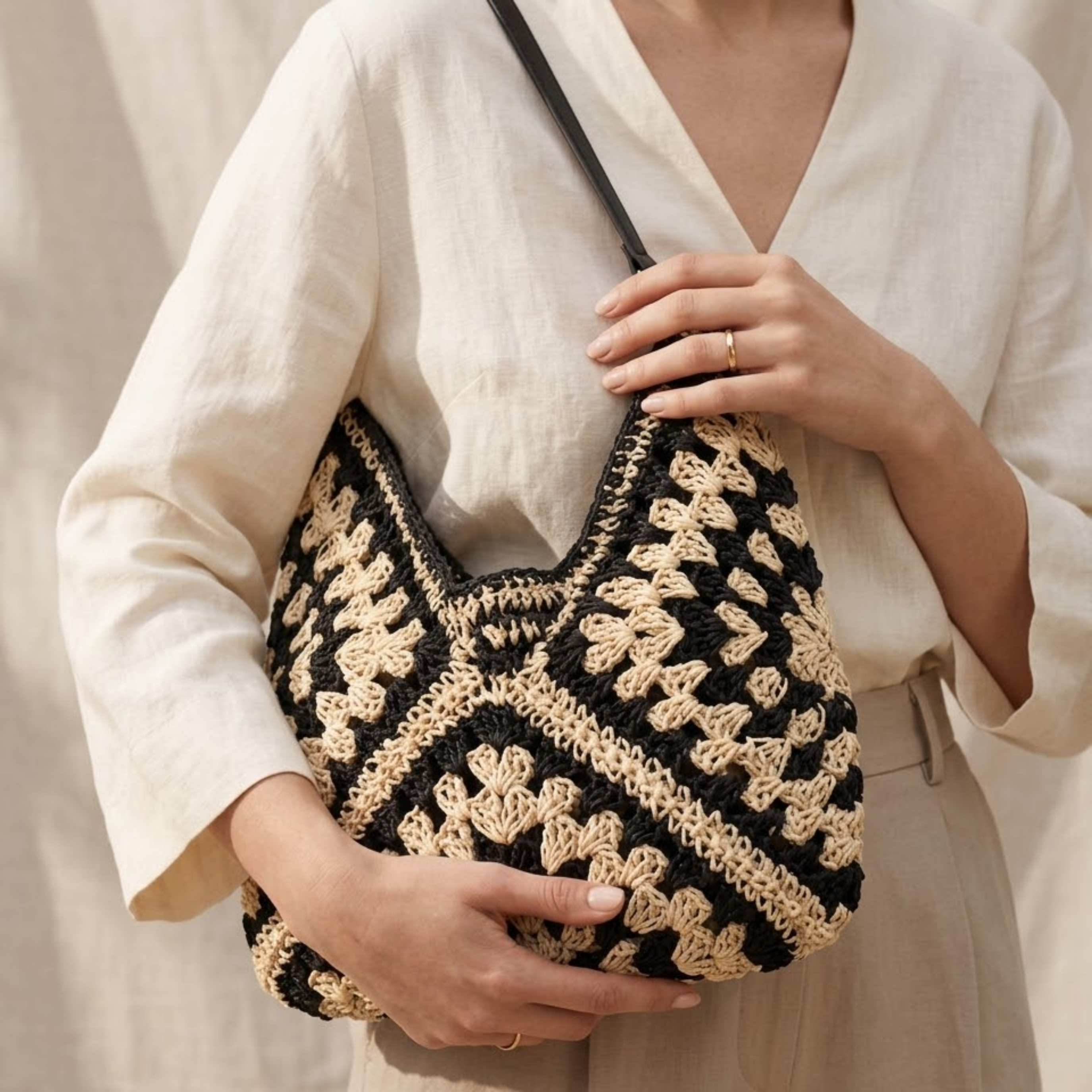 Sommerliche Boho-Strohflecht-Tasche – Nachhaltige Tasche