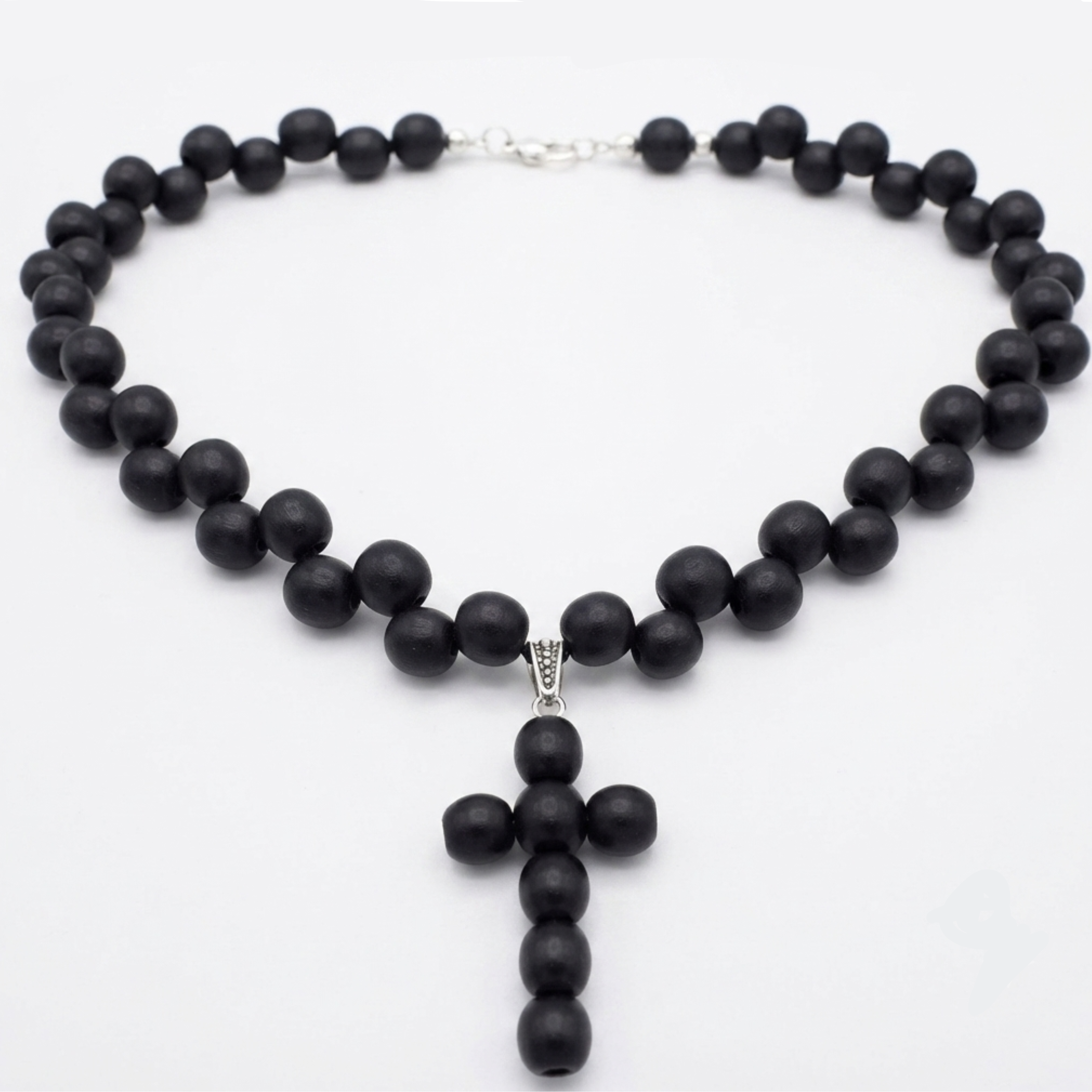 Noctelle Black Akoya Pearl Cross Necklace