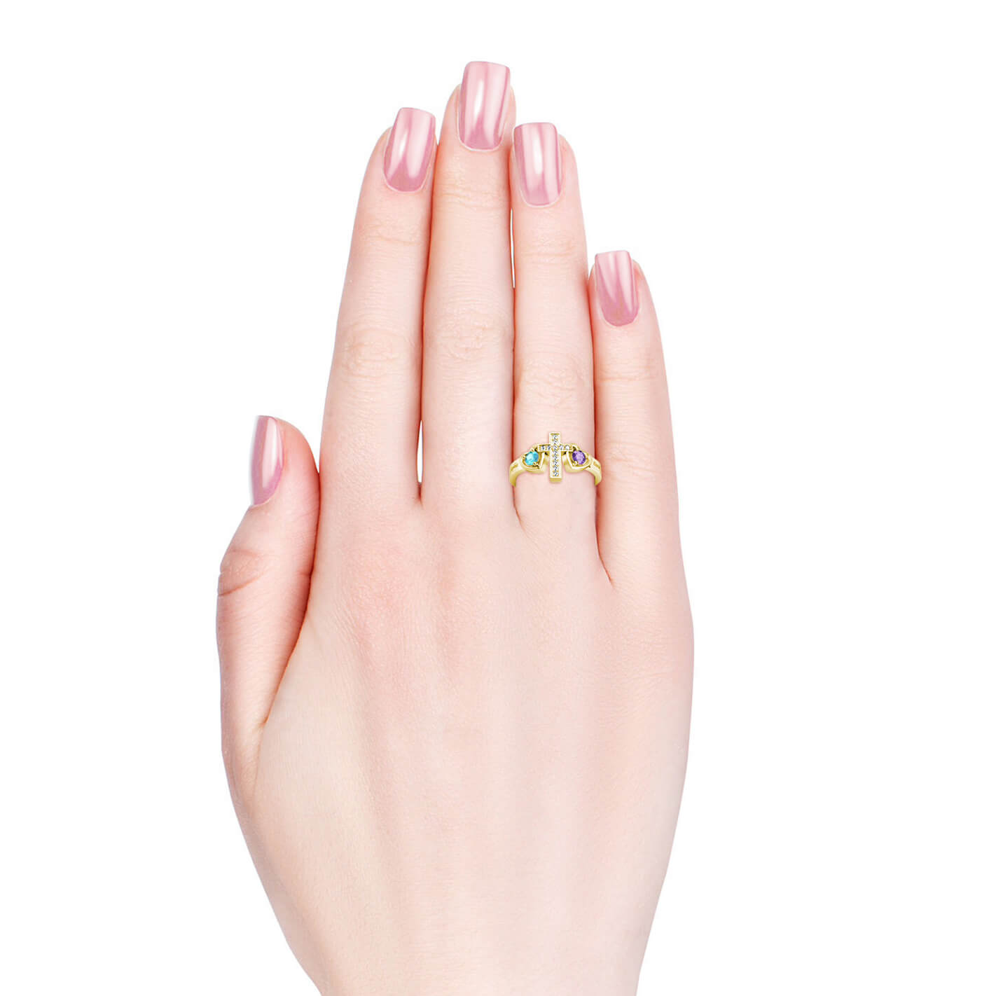 Personalisierter gravierter 925 Sterling Silberring mit Zirkonsteinen – Personalisierter Schmuck für Frauen