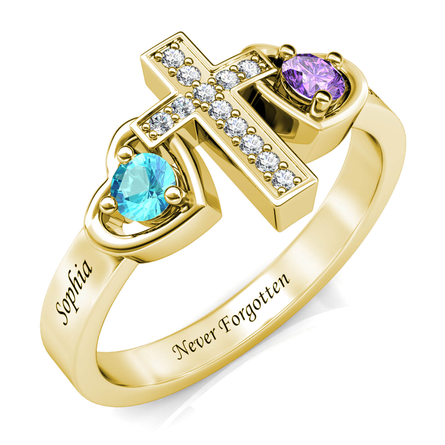 Personalisierter gravierter 925 Sterling Silberring mit Zirkonsteinen – Personalisierter Schmuck für Frauen