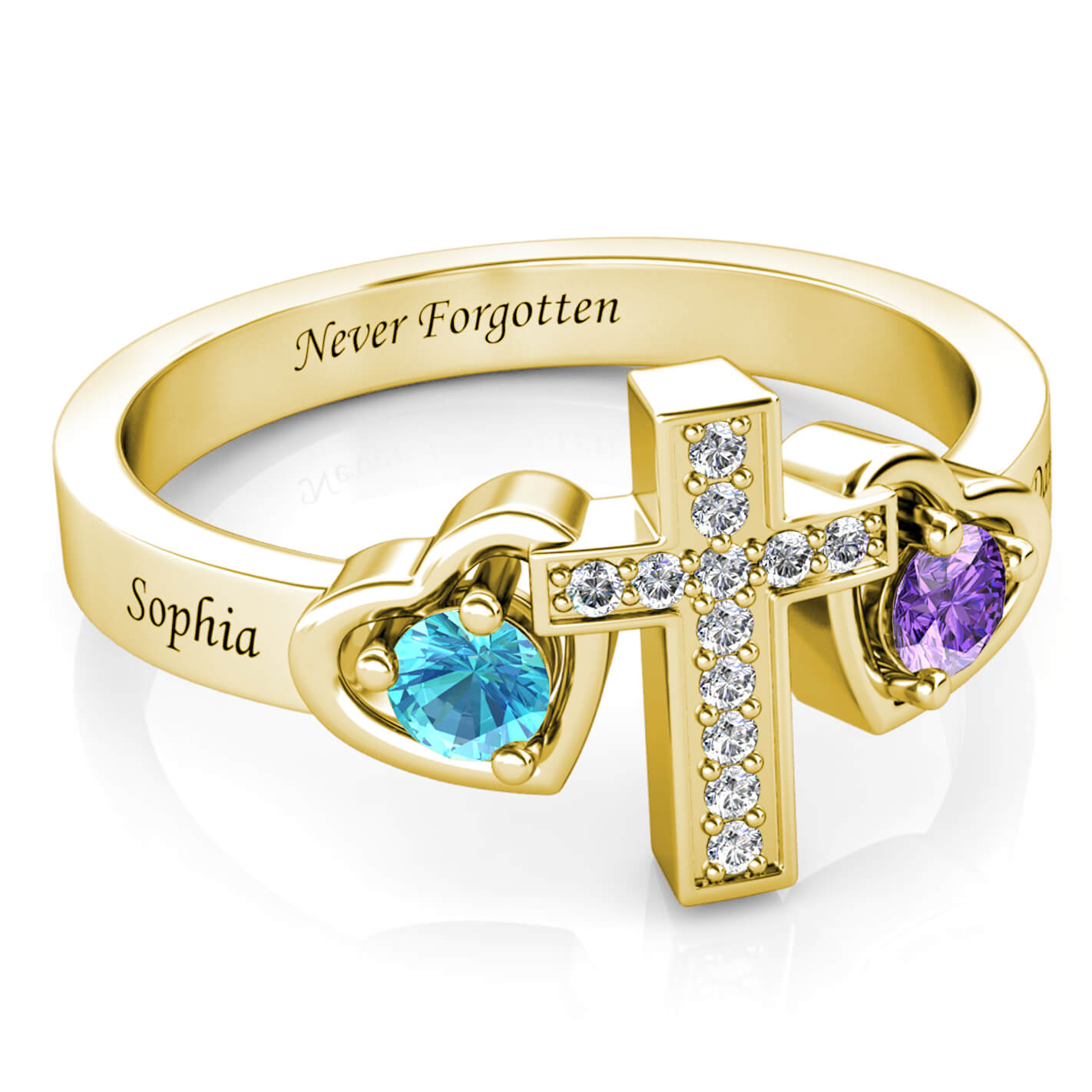 Personalisierter gravierter 925 Sterling Silberring mit Zirkonsteinen – Personalisierter Schmuck für Frauen