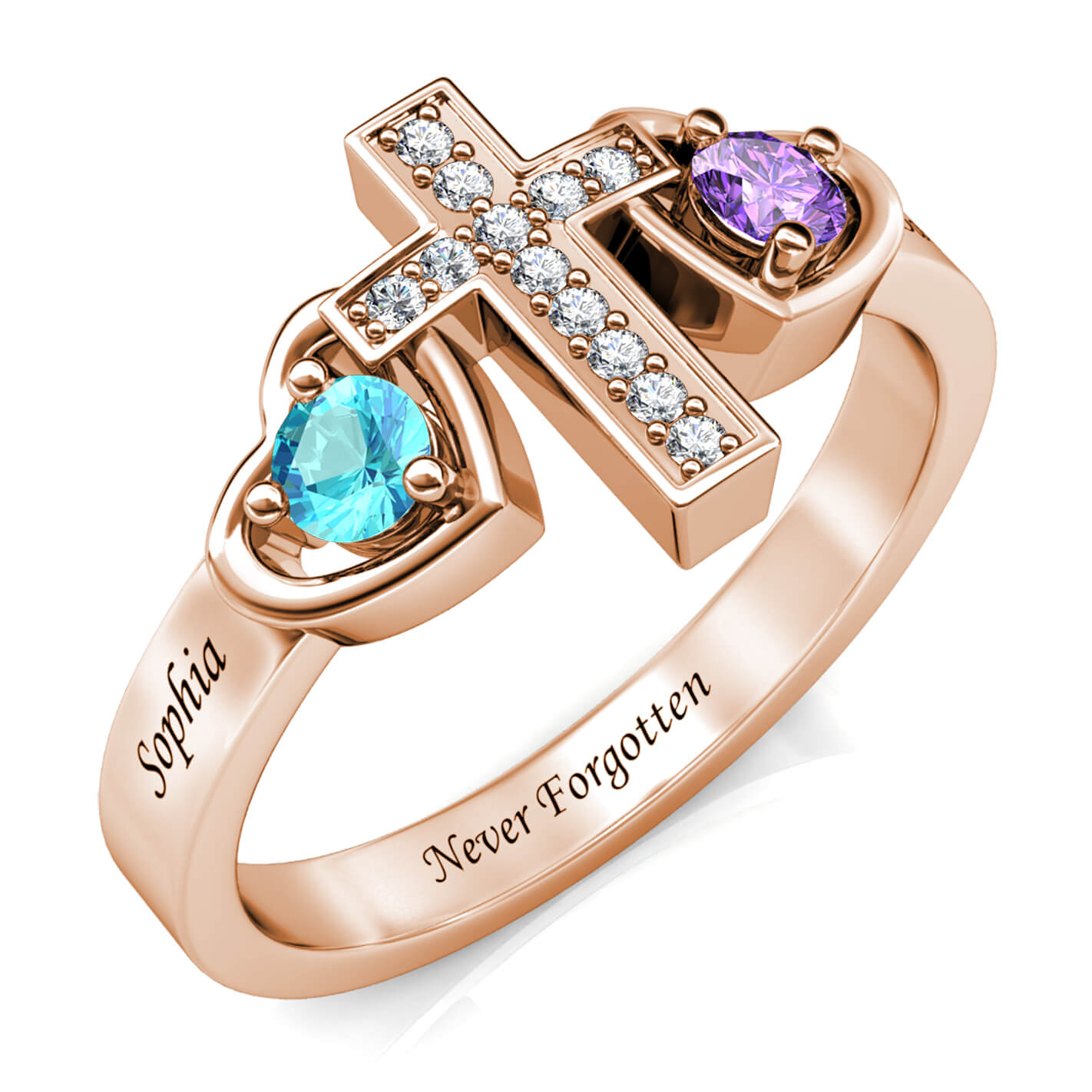 Personalisierter gravierter 925 Sterling Silberring mit Zirkonsteinen – Personalisierter Schmuck für Frauen