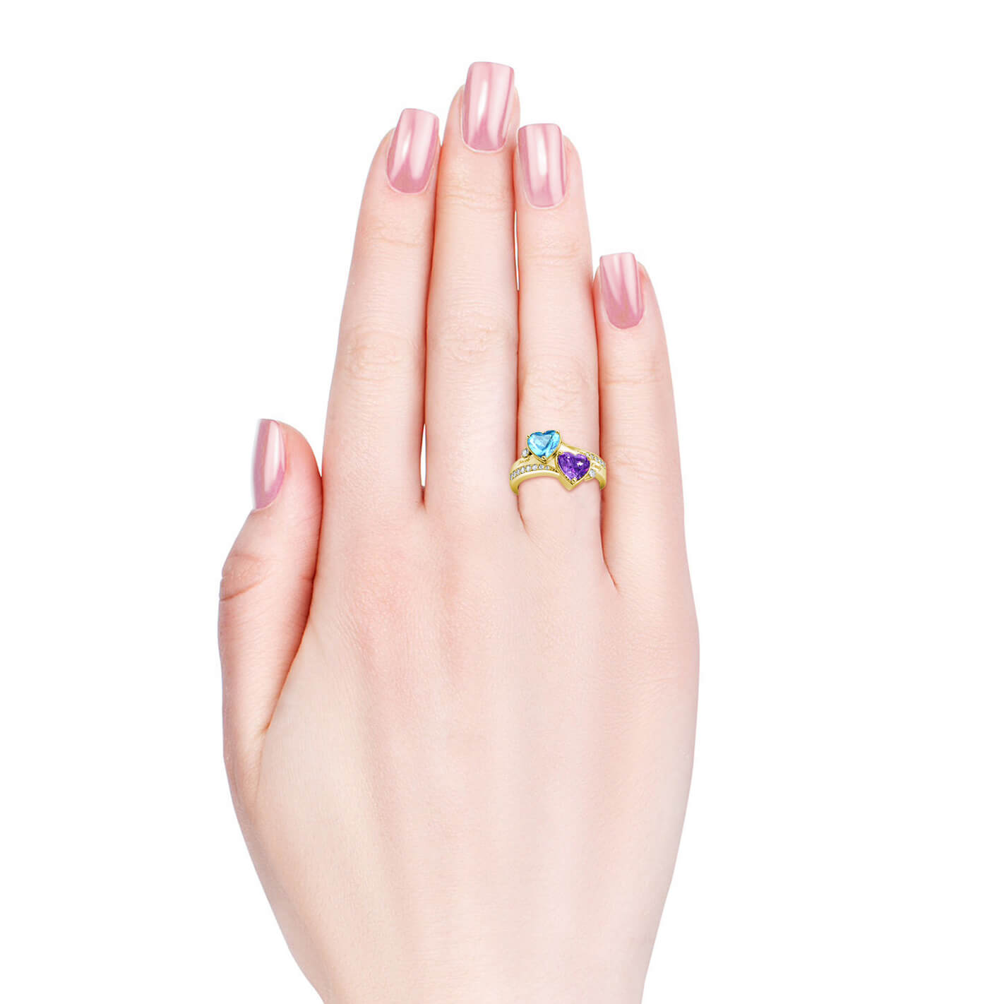Personalisierter Zirkonring aus 925 Sterling Silber und 18K Gold/Roségold