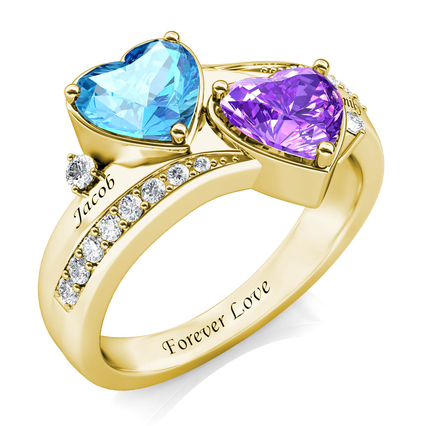 Personalisierter Zirkonring aus 925 Sterling Silber und 18K Gold/Roségold