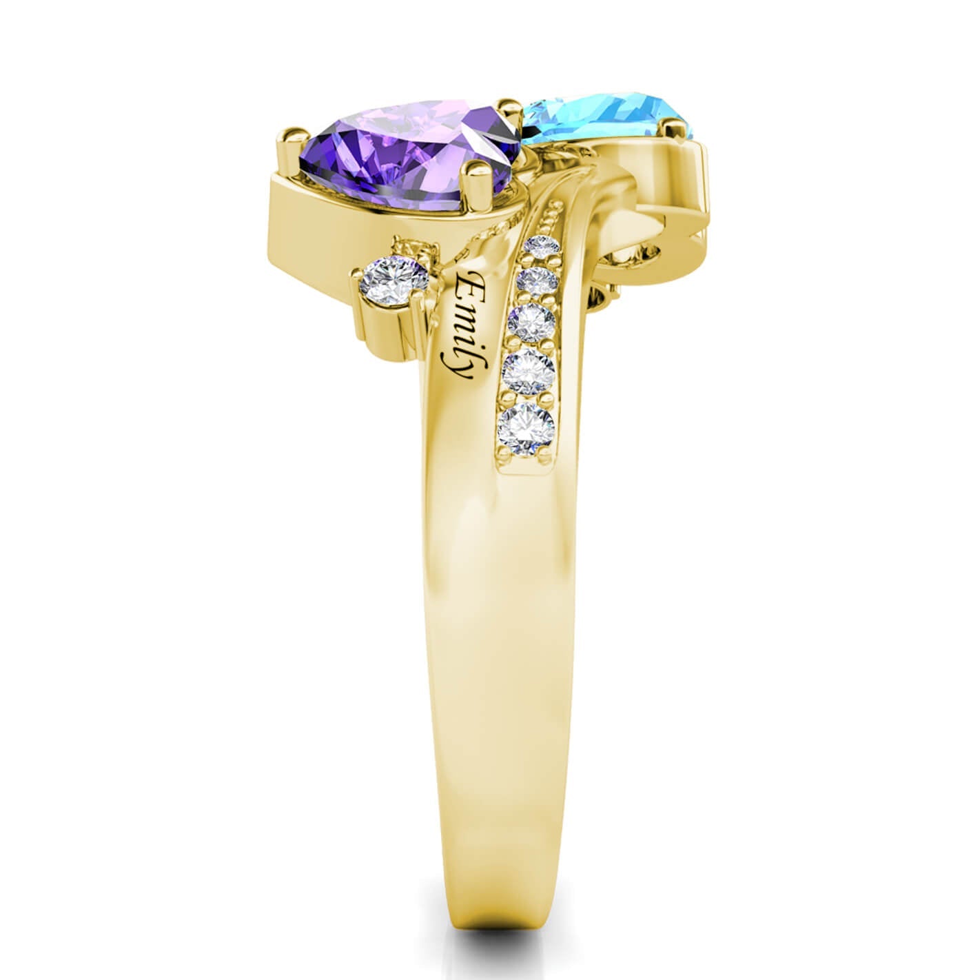 Personalisierter Zirkonring aus 925 Sterling Silber und 18K Gold/Roségold