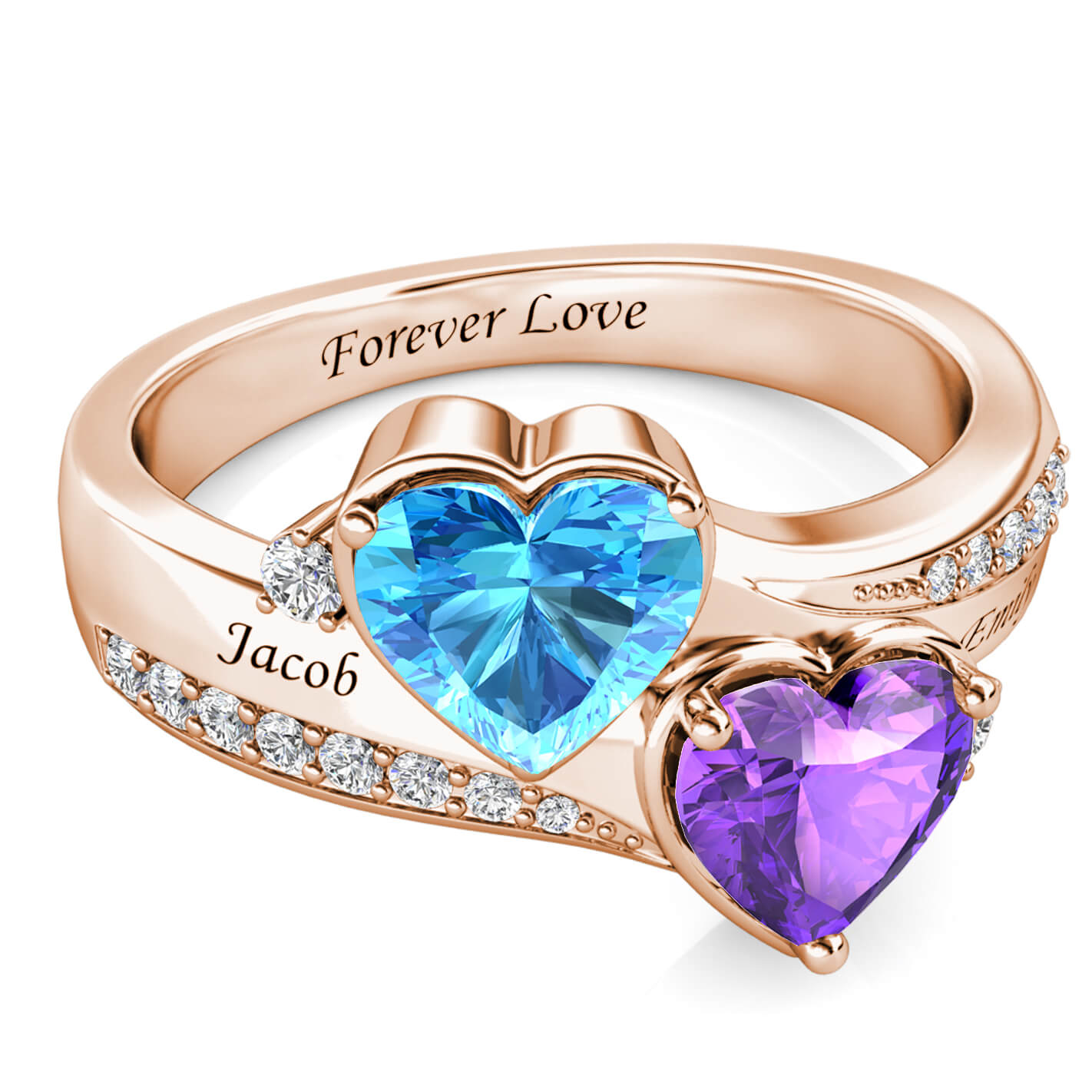Personalisierter Zirkonring aus 925 Sterling Silber und 18K Gold/Roségold