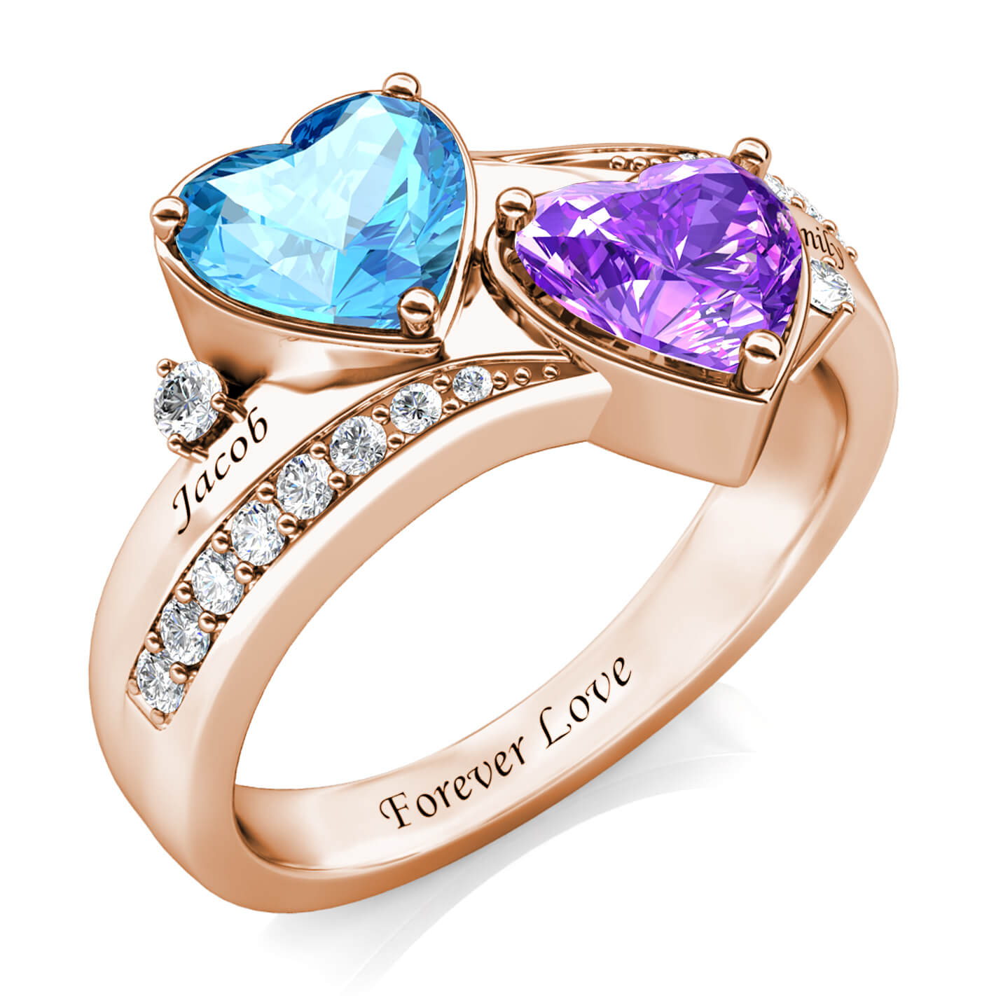 Personalisierter Zirkonring aus 925 Sterling Silber und 18K Gold/Roségold