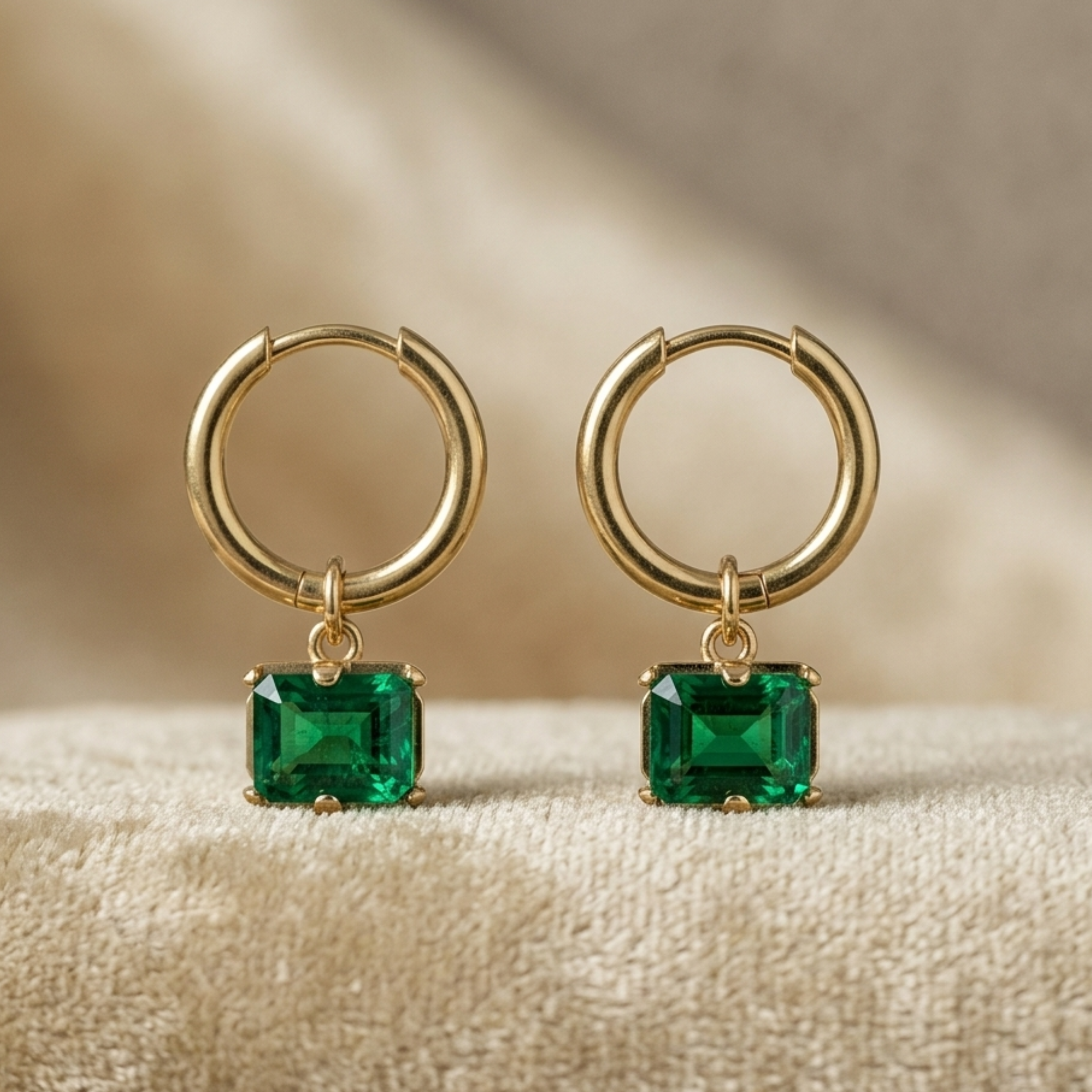 Ovelia Emerald Hängende Creolen