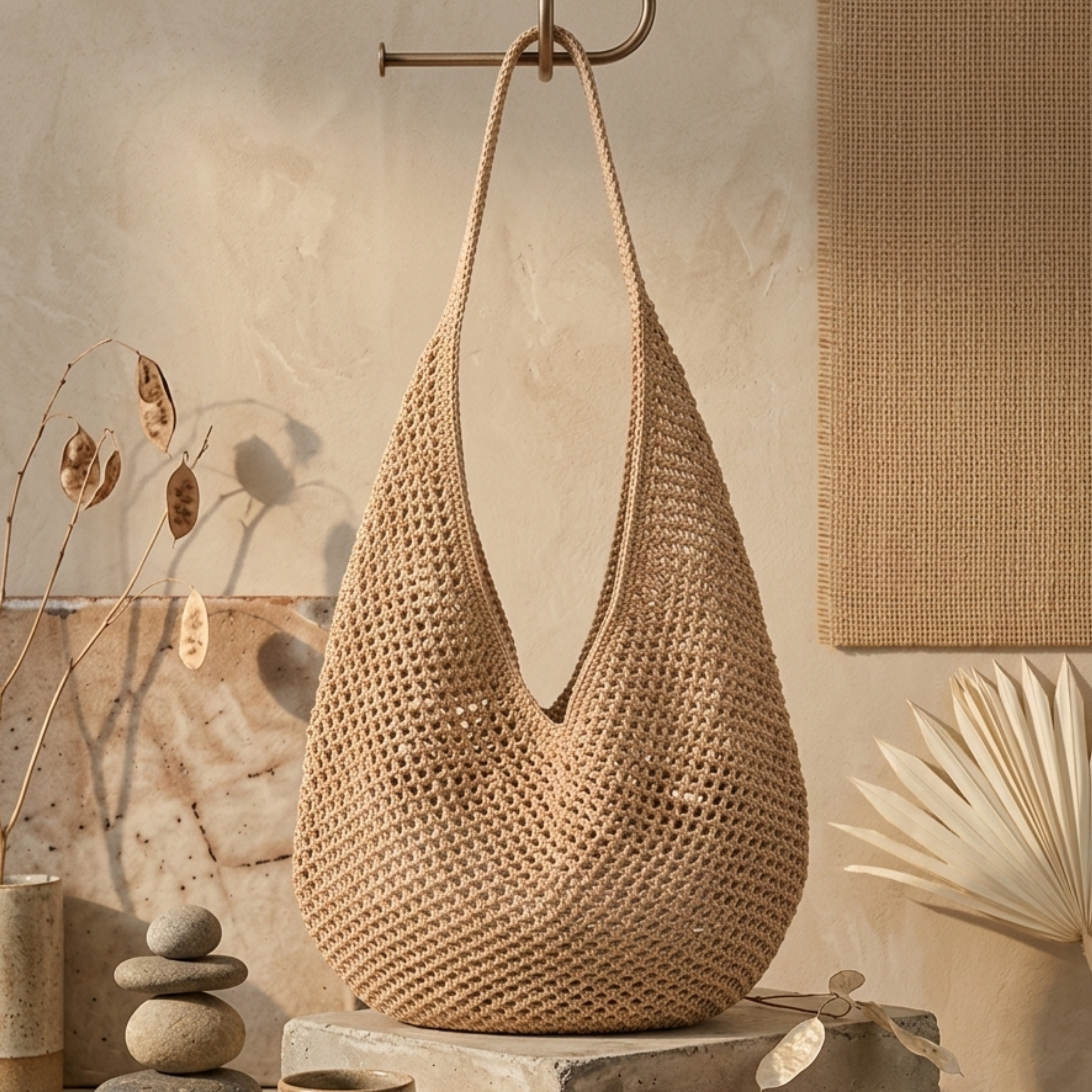 Bare Bloom Hohlgestrickte Tragetasche – Nachhaltige Tasche