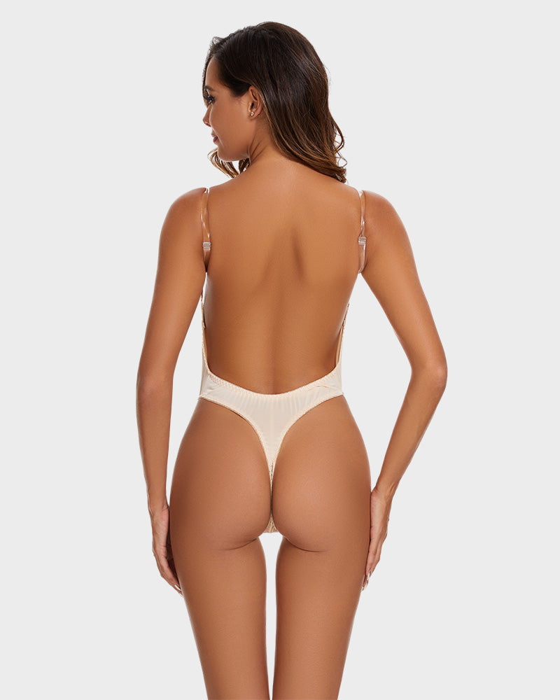 Eleganter Allure Strapless U-Plunge Thong Bodysuit