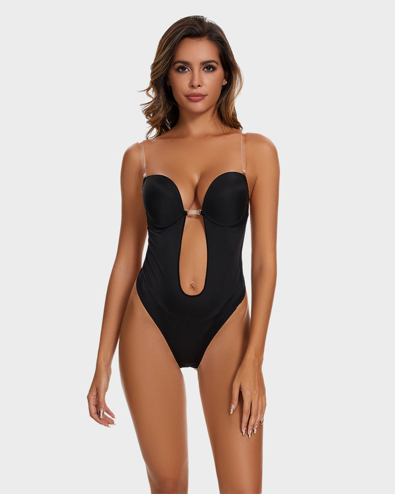 Eleganter Allure Strapless U-Plunge Thong Bodysuit