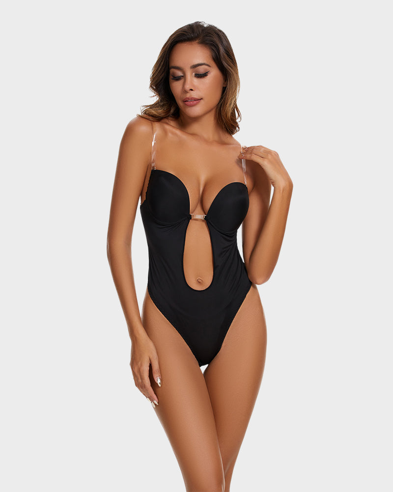 Eleganter Allure Strapless U-Plunge Thong Bodysuit