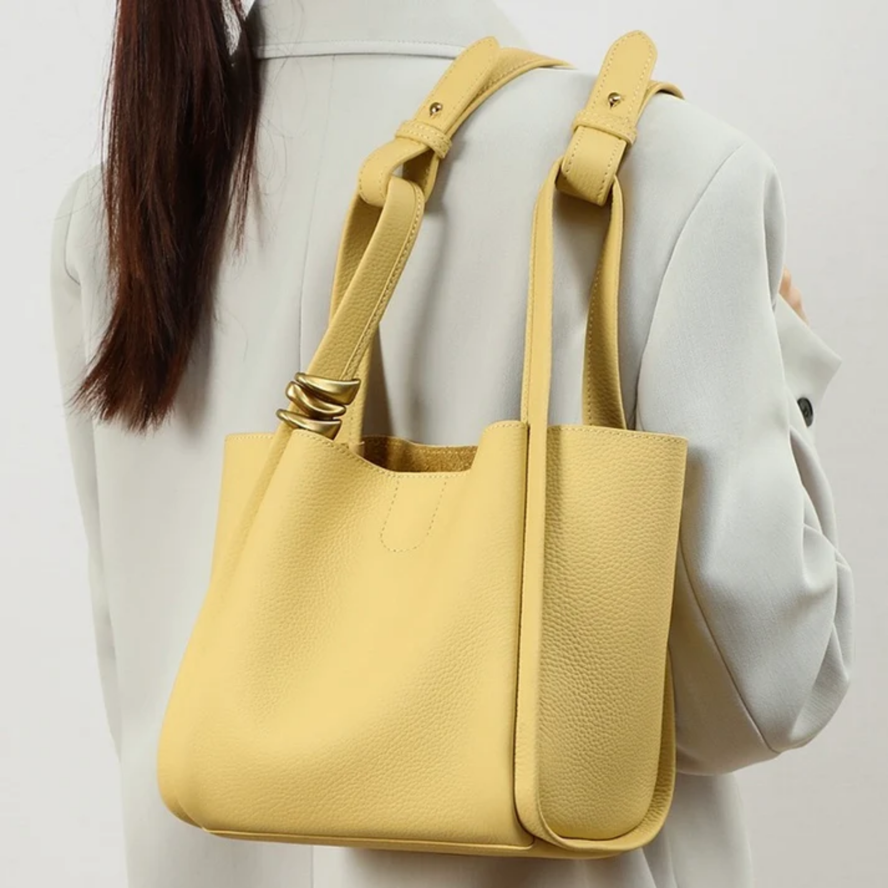 Nyra Genuine Leather Crossbody Bucket Bag