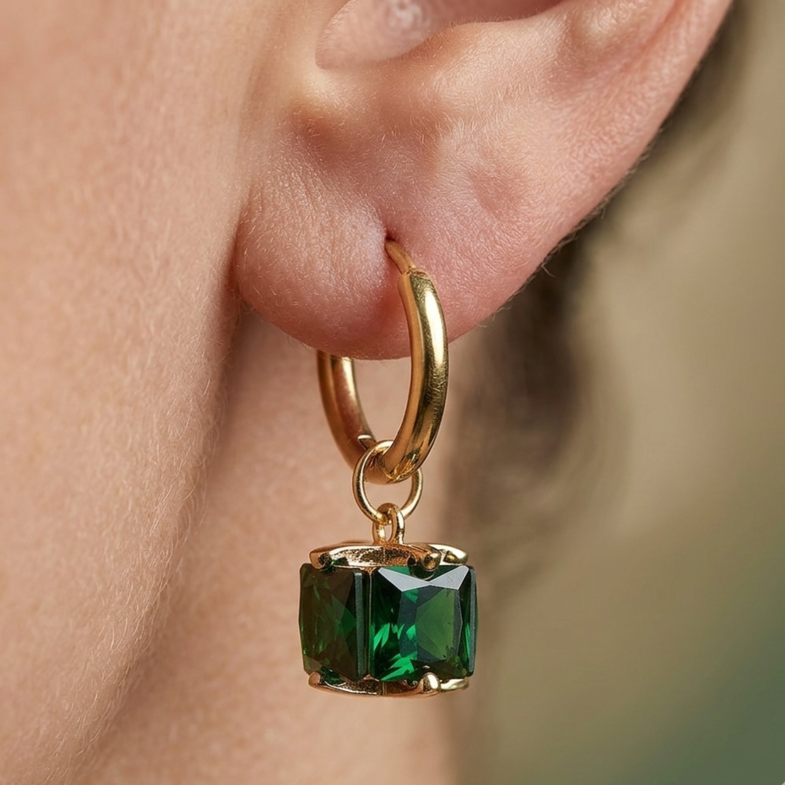 Ovelia Emerald Hängende Creolen