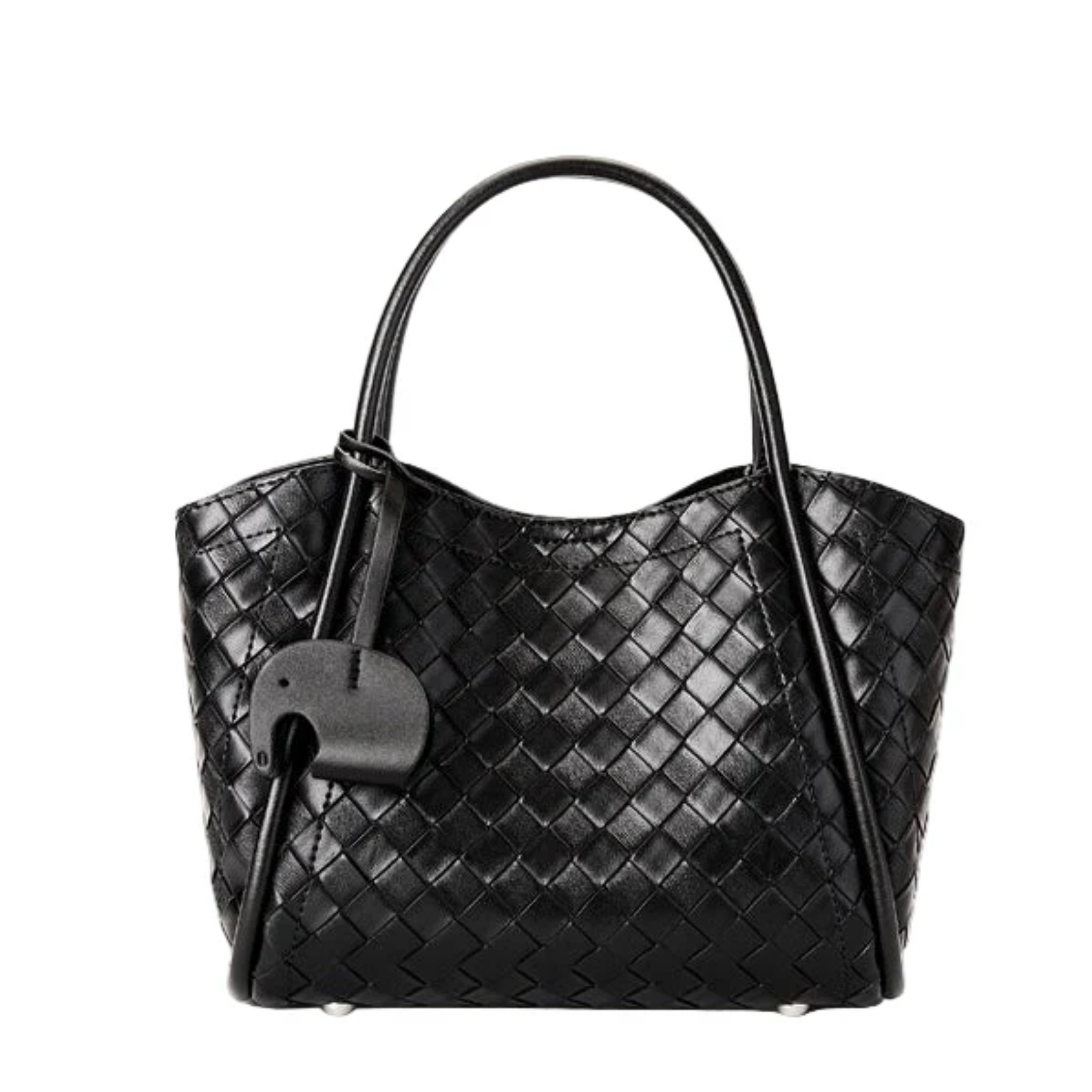 Calystria Genuine Leather Woven Large Tote Crossbody Basket Bag