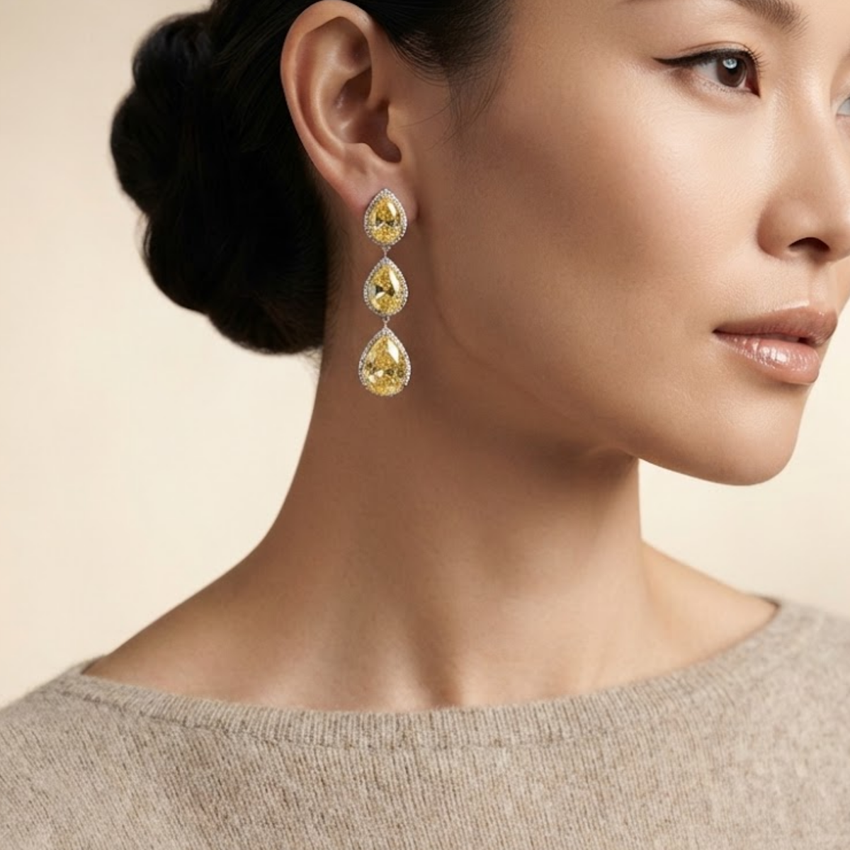 Peonea Golden Charm Drop Earrings