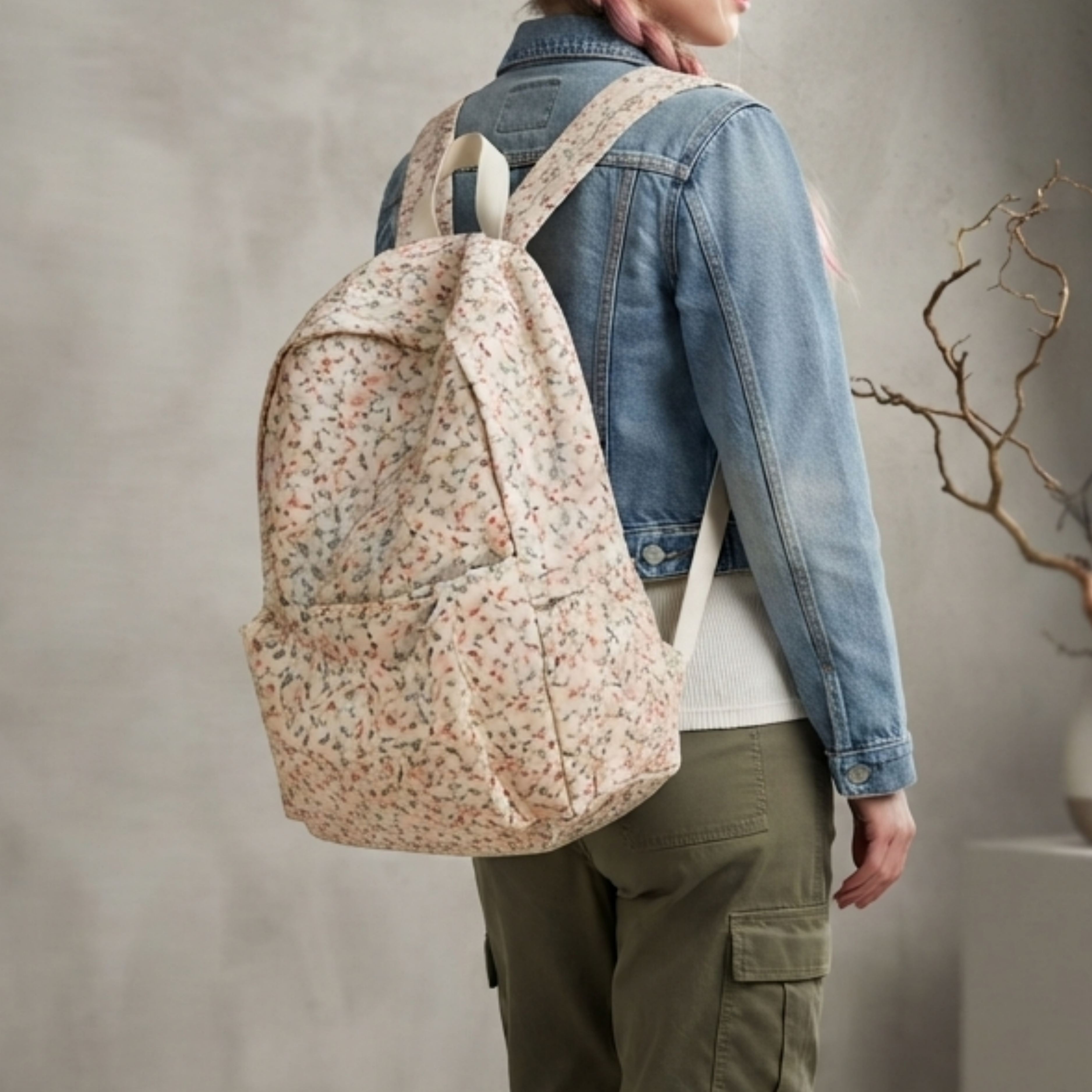 Violetter Blumen-Nylonrucksack