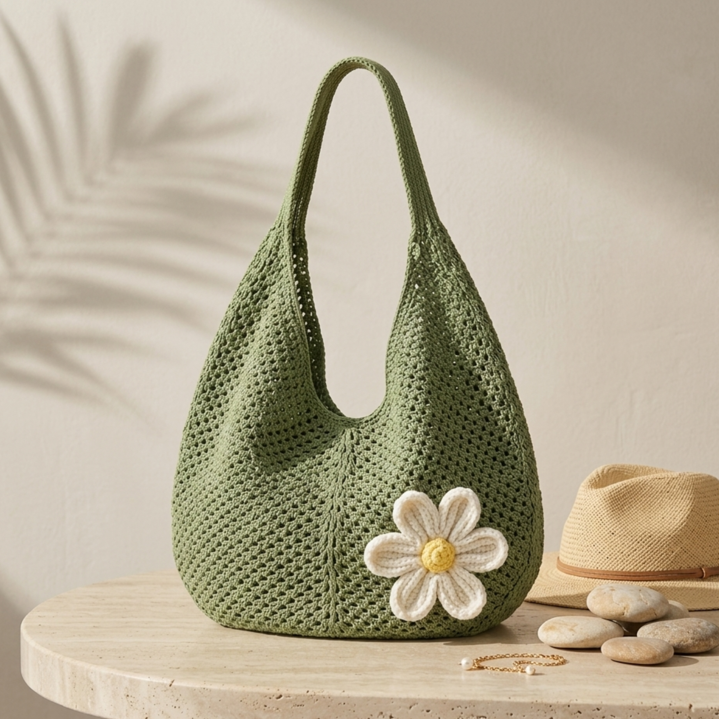 Lone Petal Hohlgestrickte Tragetasche – Nachhaltige Tasche