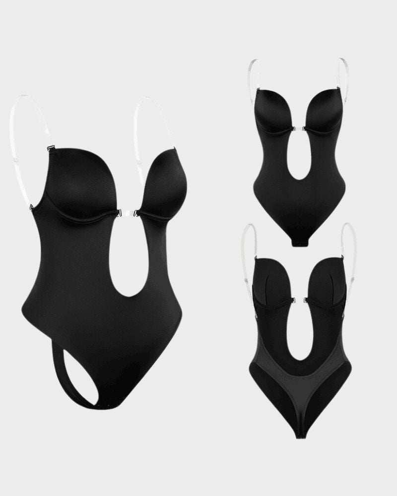 Eleganter Allure Strapless U-Plunge Thong Bodysuit