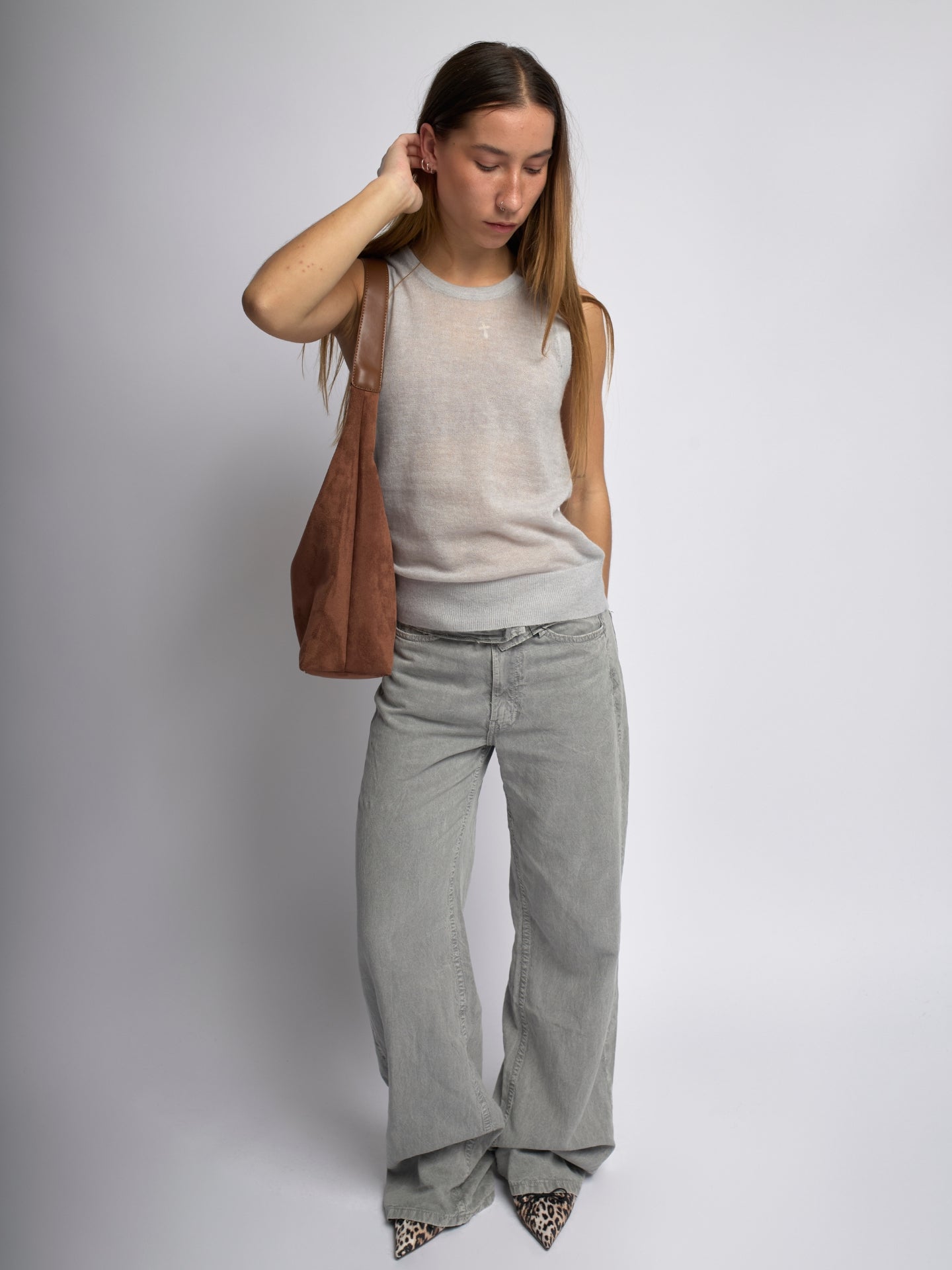 Elegante vegane Leder-Halbmond-Tasche