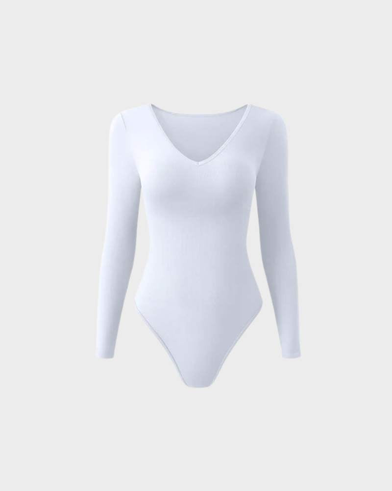 V-Ausschnitt Langarm-Bodysuit