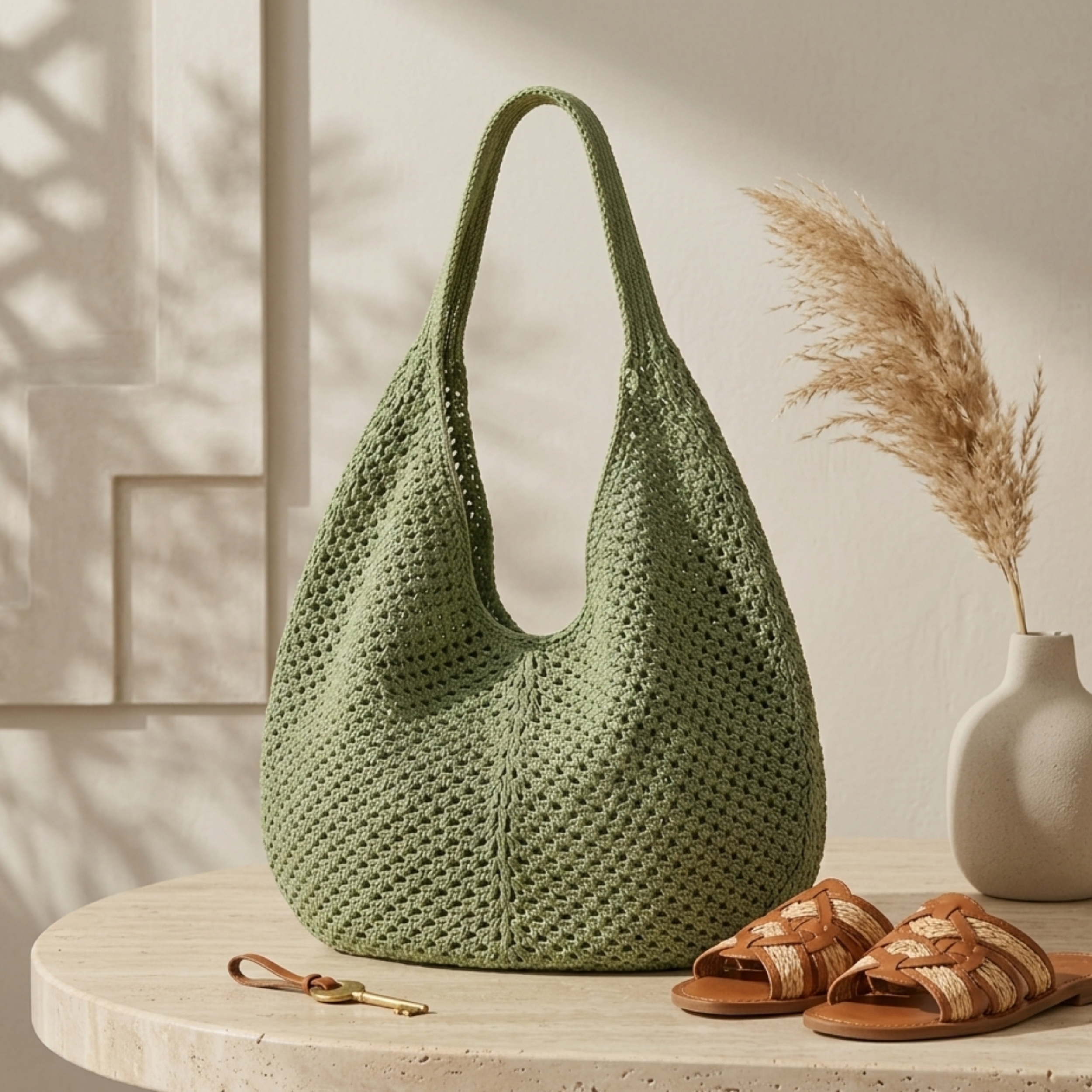 Bare Bloom Hohlgestrickte Tragetasche – Nachhaltige Tasche