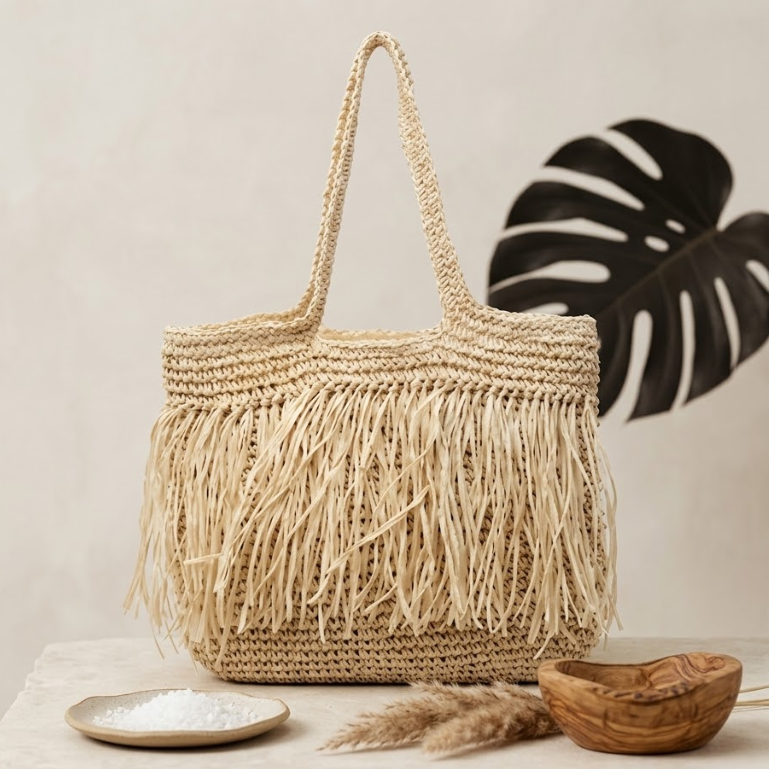 Handgewebte Raffia-Stroh-Schultertasche – Nachhaltige Tasche