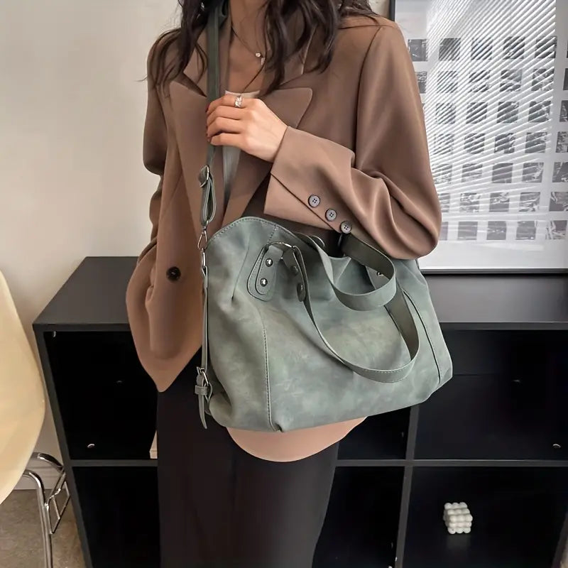 Velvet Voyage Vintage Vegan Wildleder-Optik Crossbody Tote