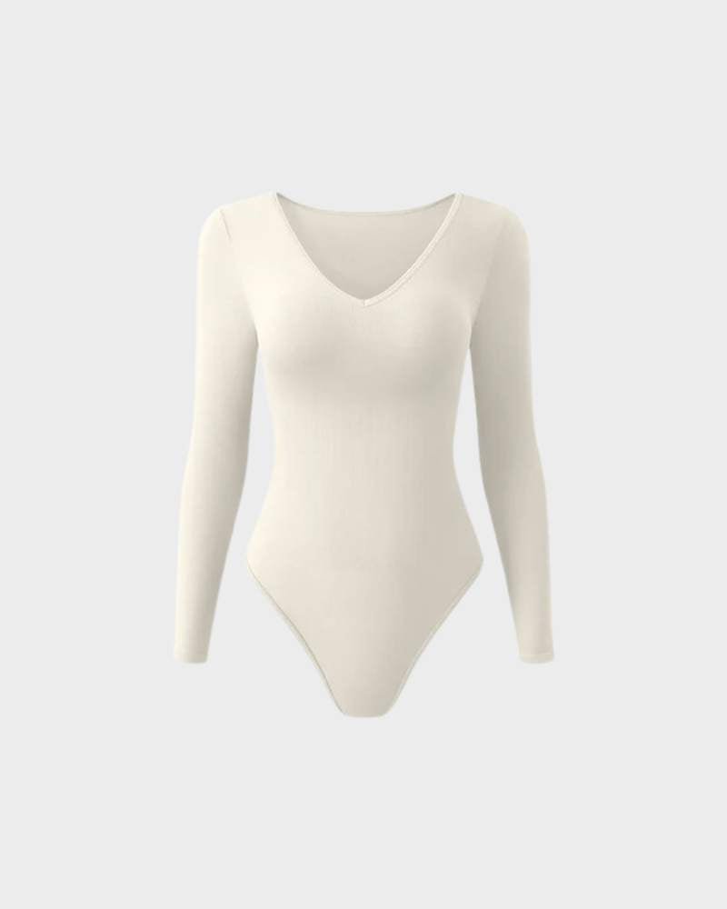 V-Ausschnitt Langarm-Bodysuit