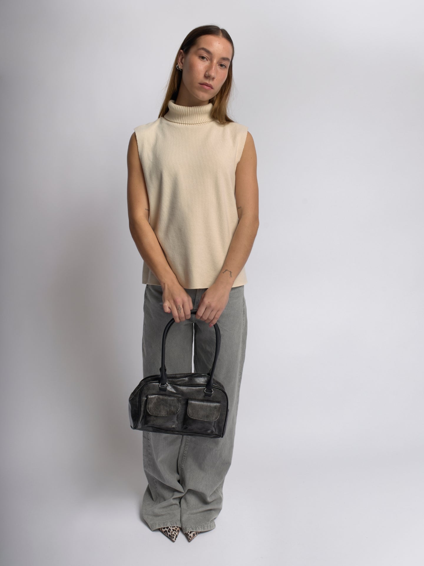 Städtische elegante, abgenutzte Leder-Schultertasche