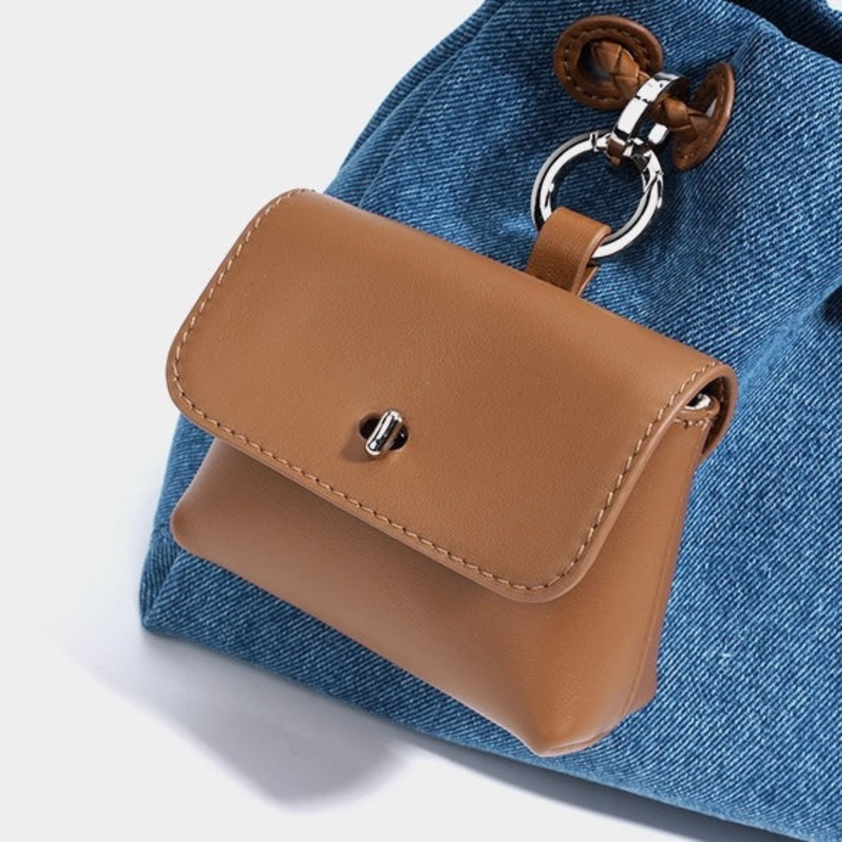 Noirelle Echtleder Denim Patchwork Hobo-Tasche