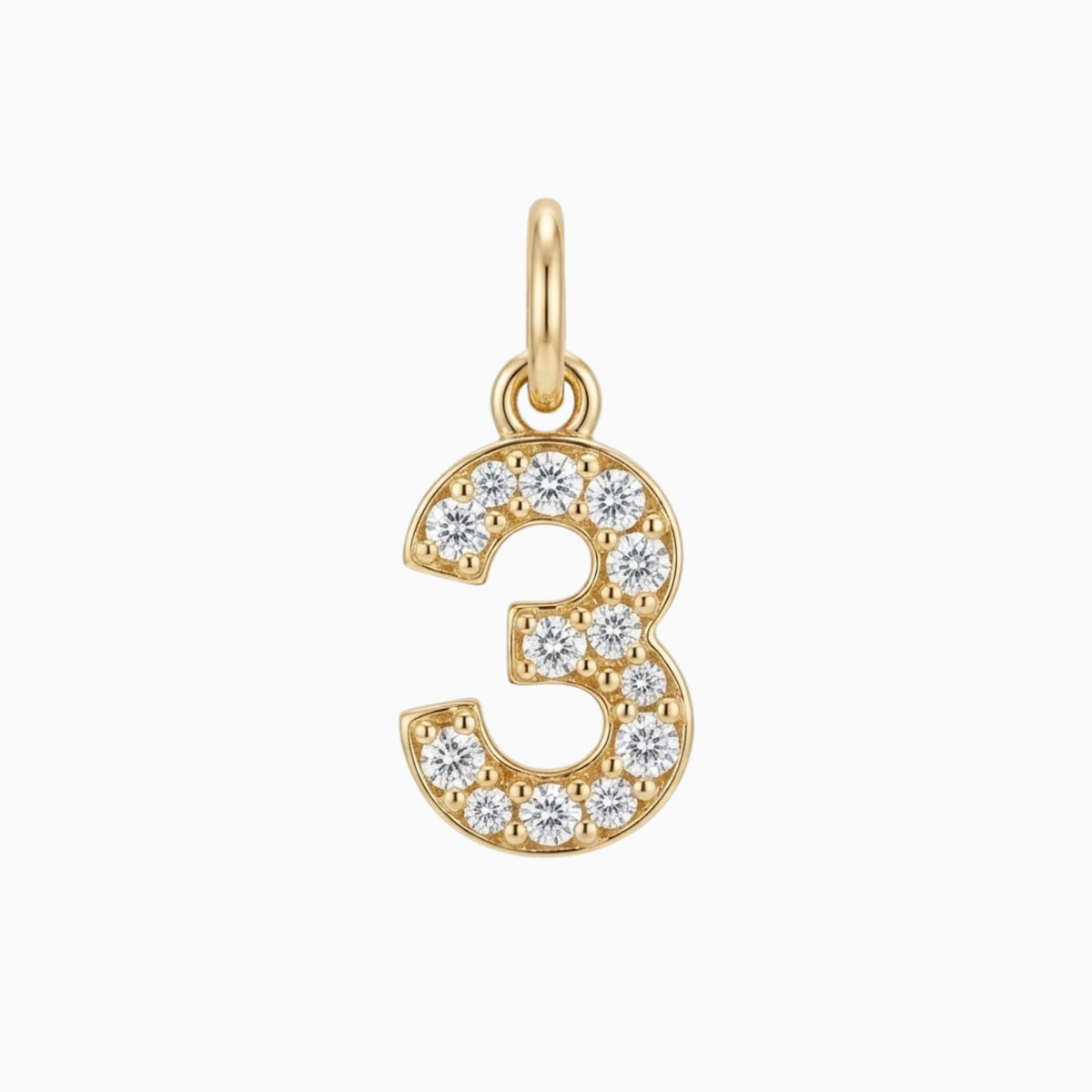 Charms - Jeweled Number 3 Pendant