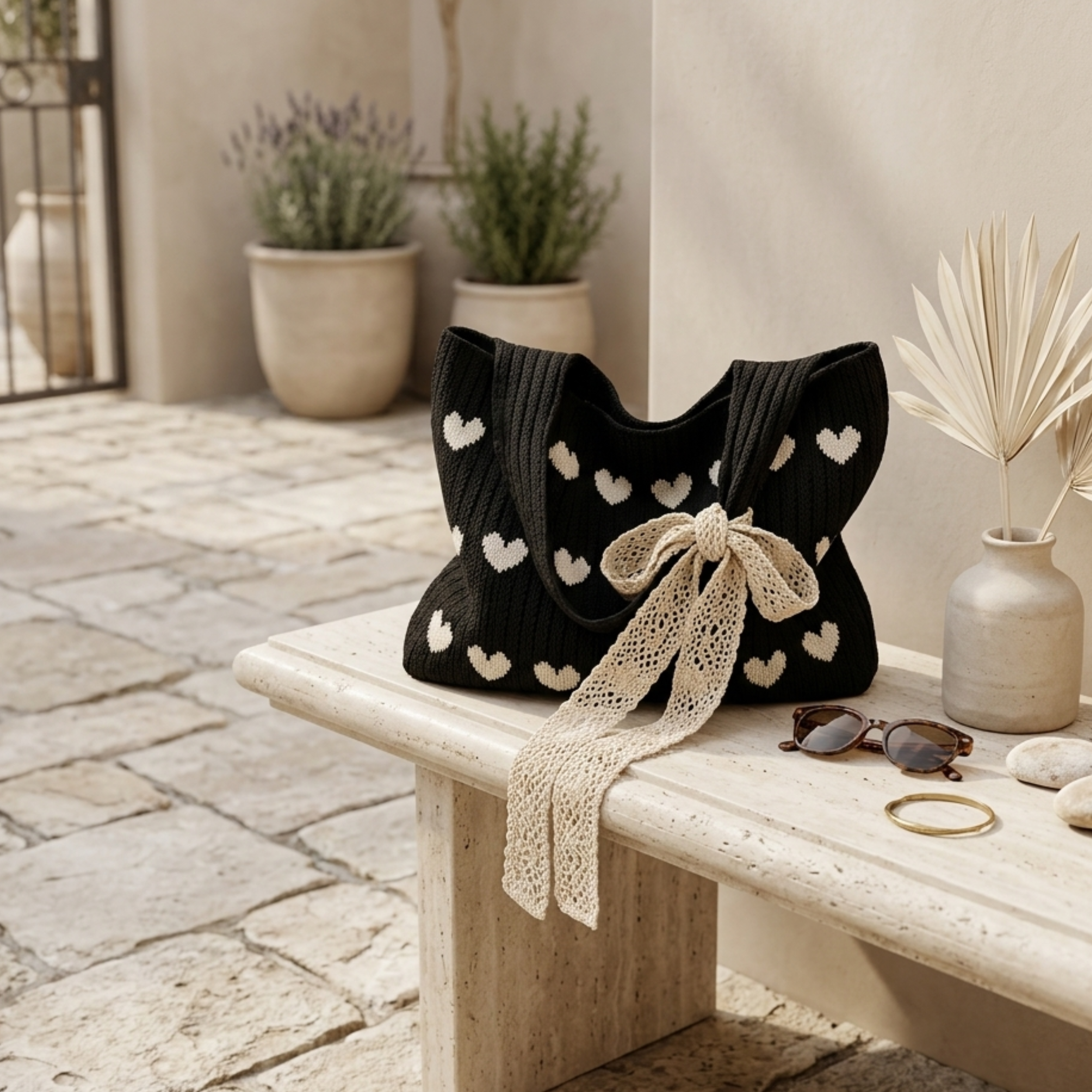 Cupid’s Touch Hohlgestrickte Tote-Tasche – Nachhaltige Tasche