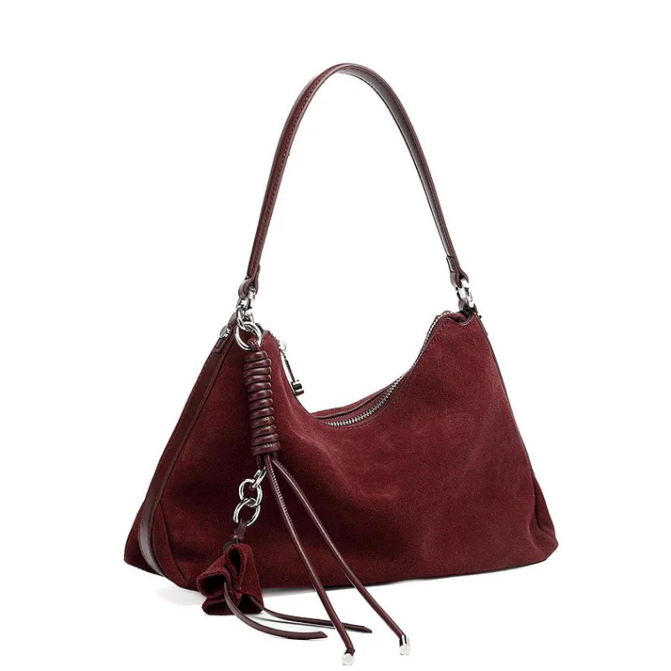 Luxéa Echtleder-Hobo-Tasche mit geflochtenem Detail und Quastenakzent