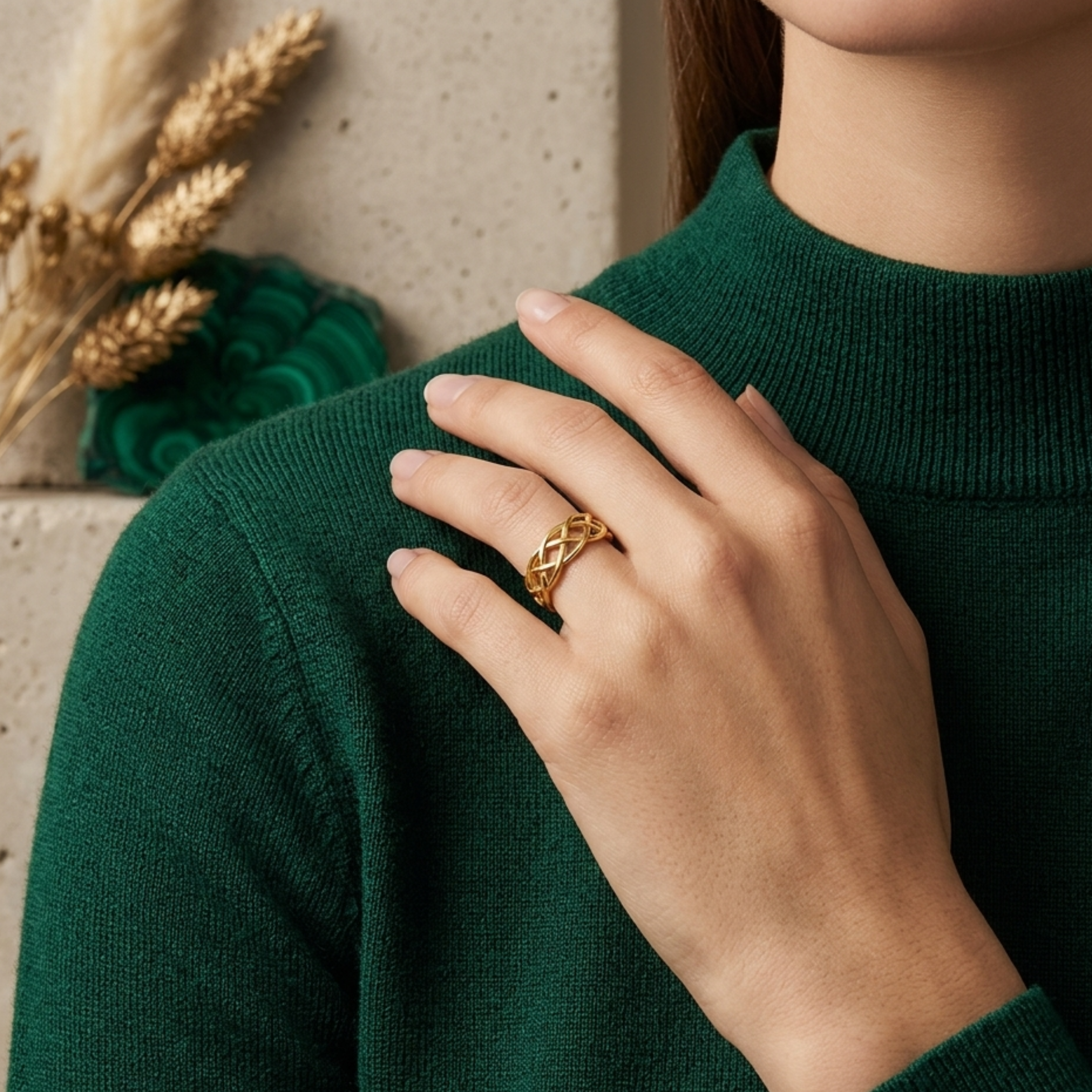 Reynia Geflochtener Goldring