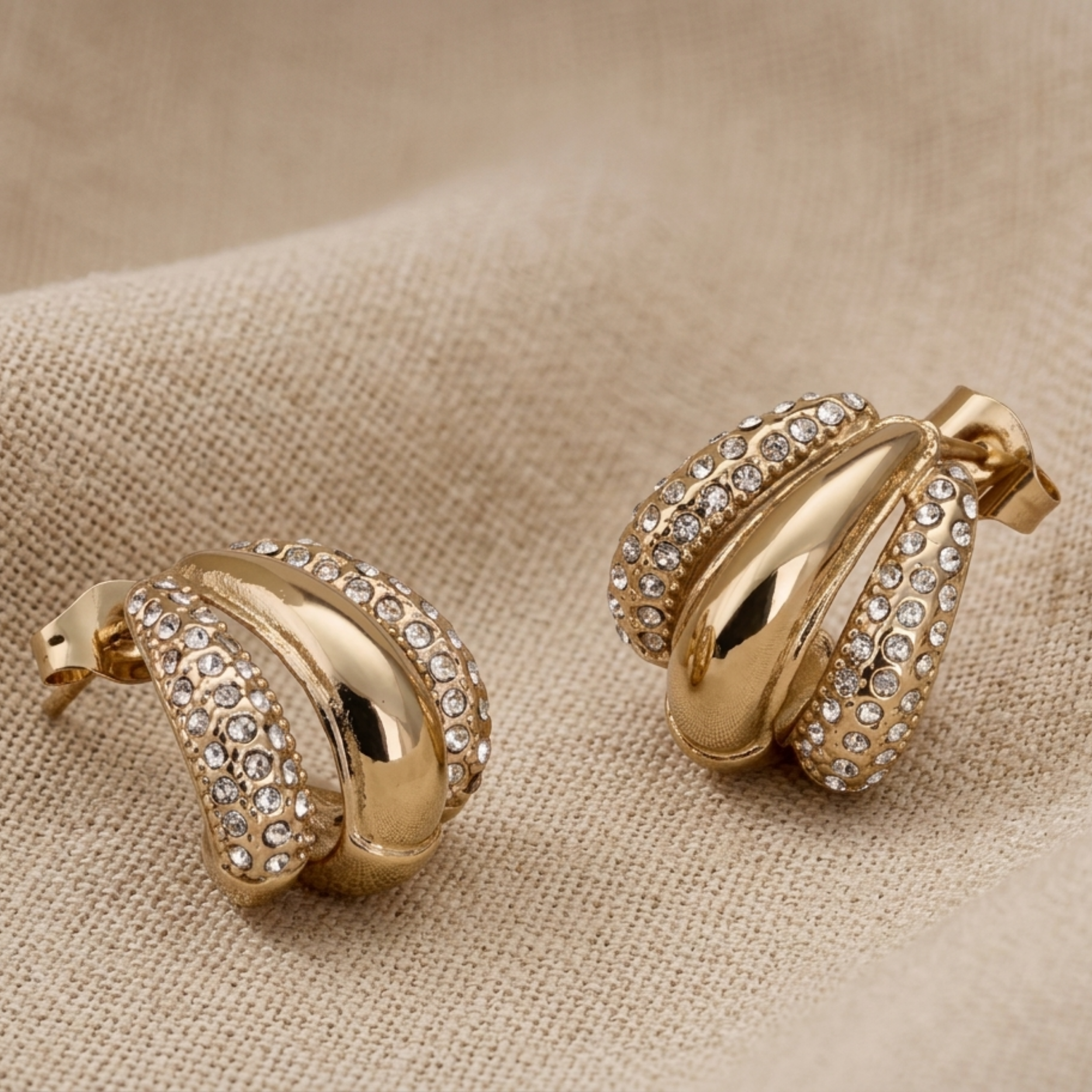 Luxanna Glow Gold Crystal Stud Earrings