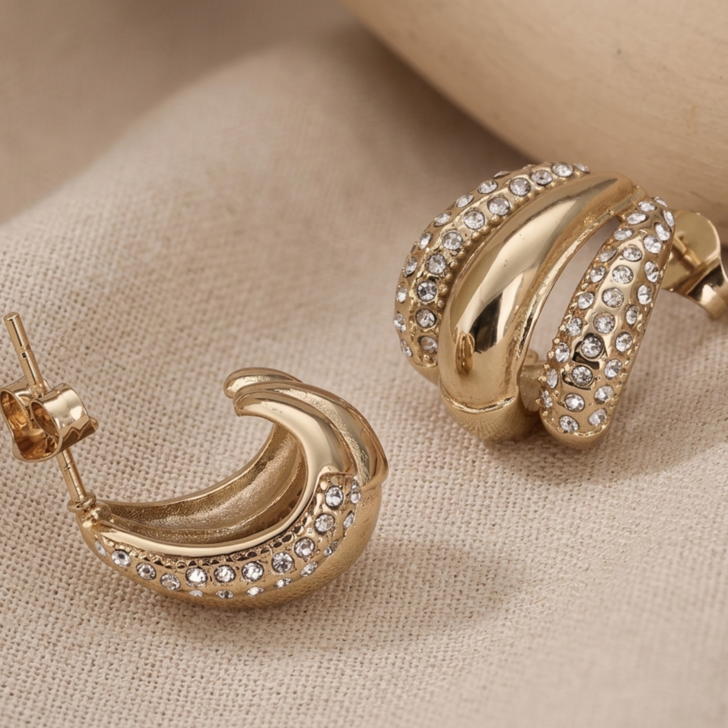 Luxanna Glow Gold Crystal Stud Earrings