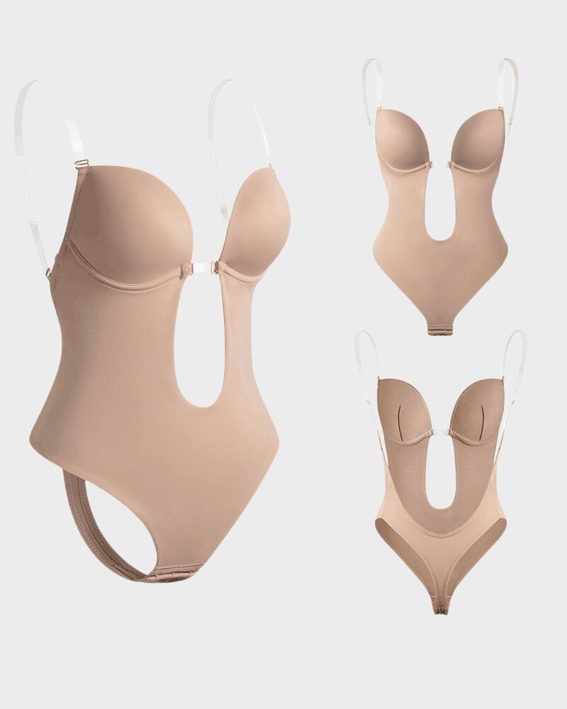 Eleganter Allure Strapless U-Plunge Thong Bodysuit